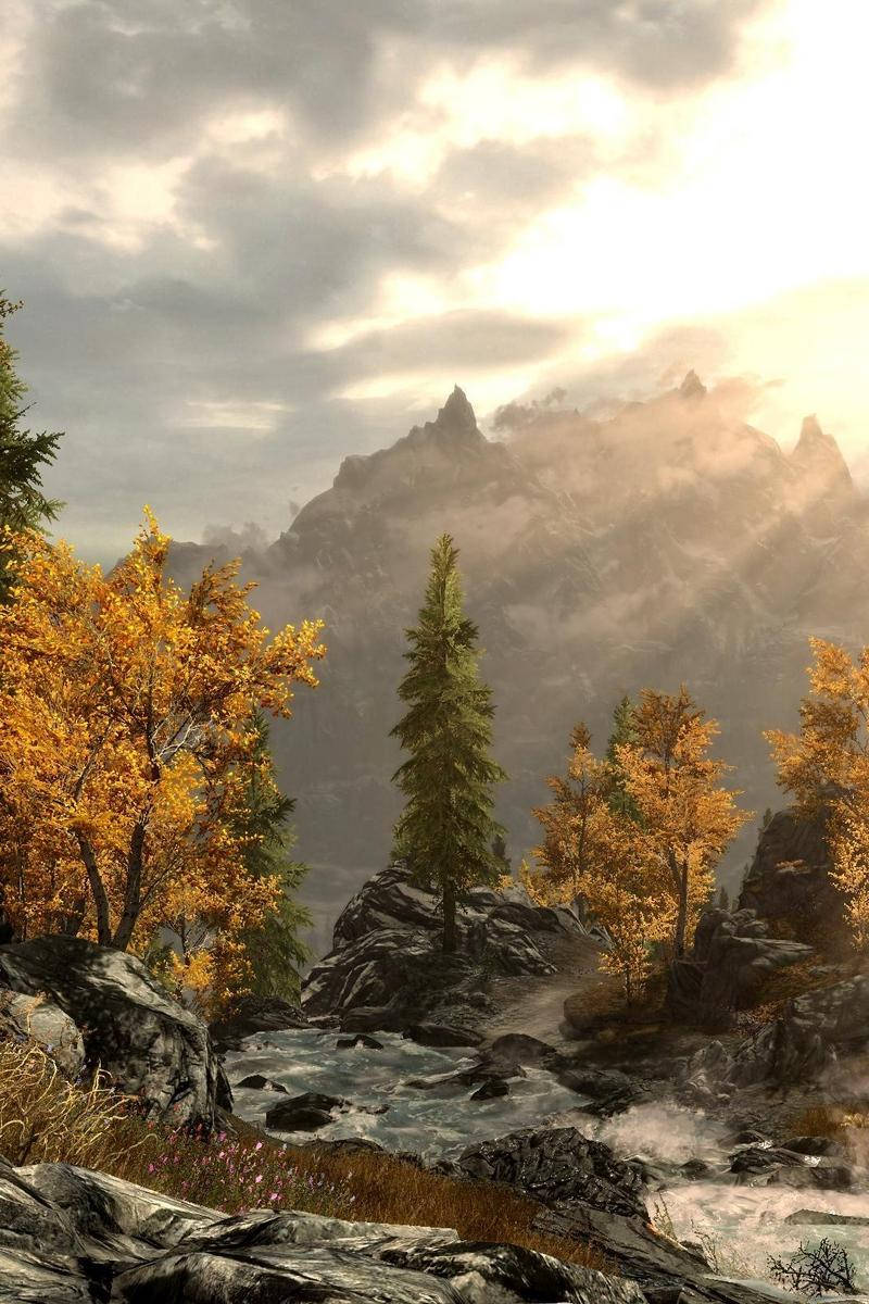 Skyrim Iphone Meadow With River Background