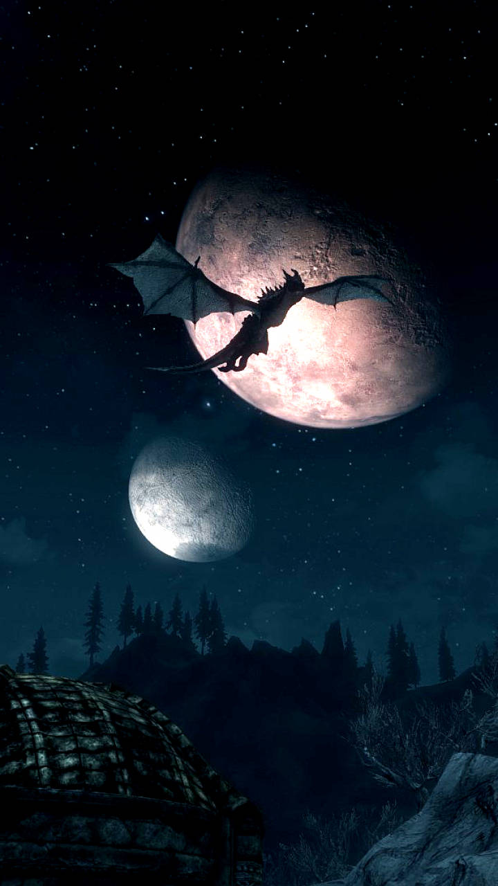 Skyrim Iphone Planets At Night Background