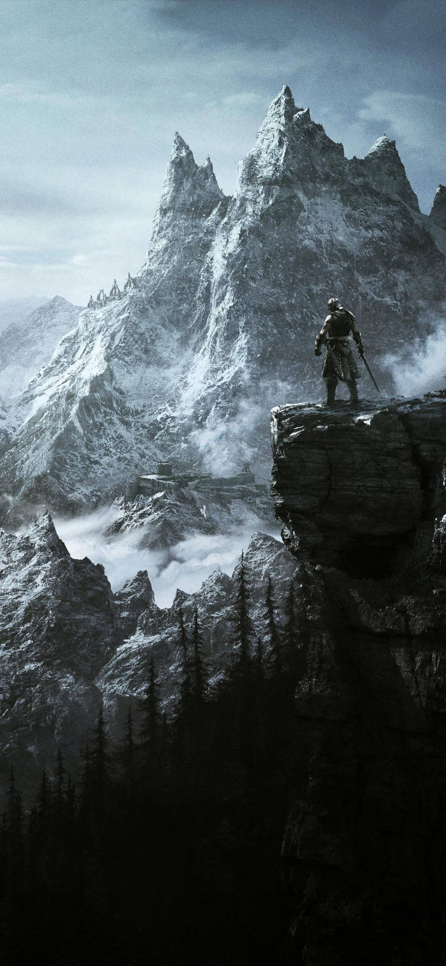 Skyrim Iphone Snowy Mountains Background