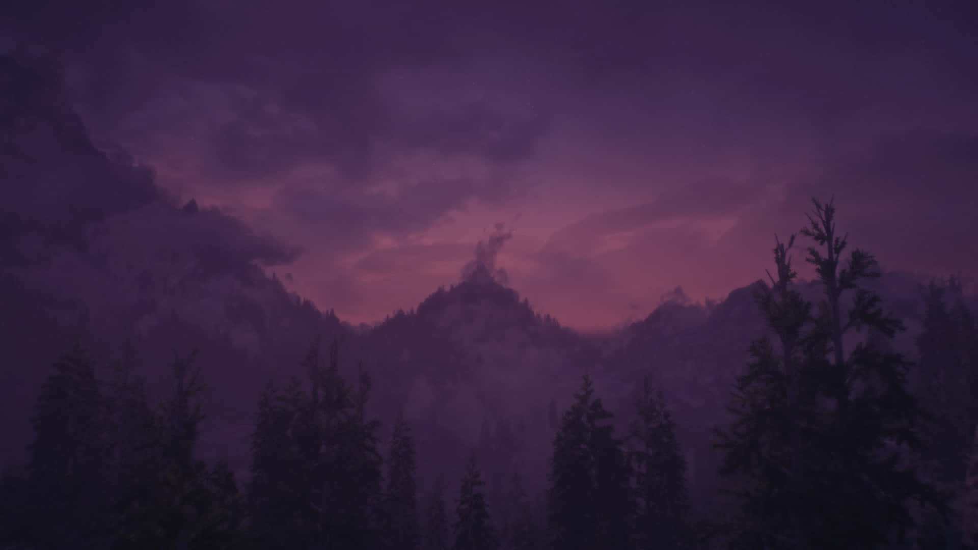 Skyrim Misty Dark Mountain Landscape Background