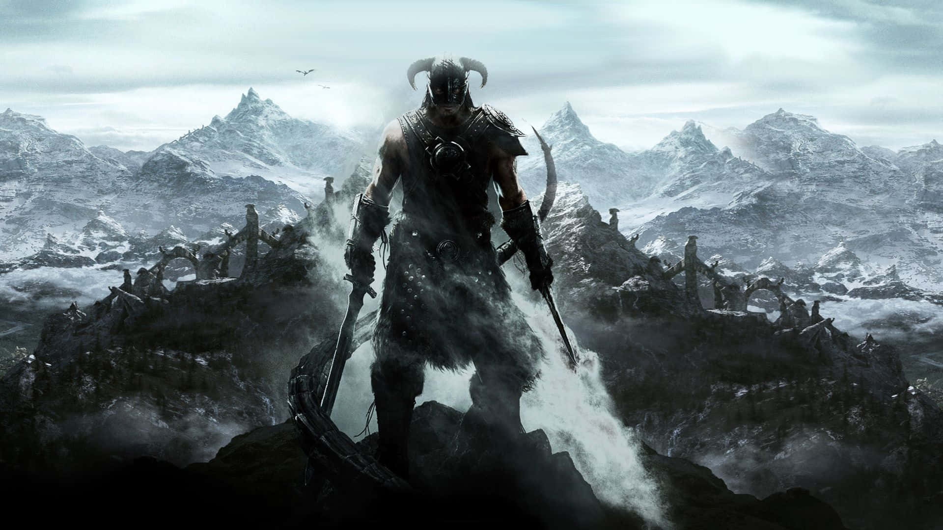 Skyrim Silhouetted Poster Boy Desktop Background