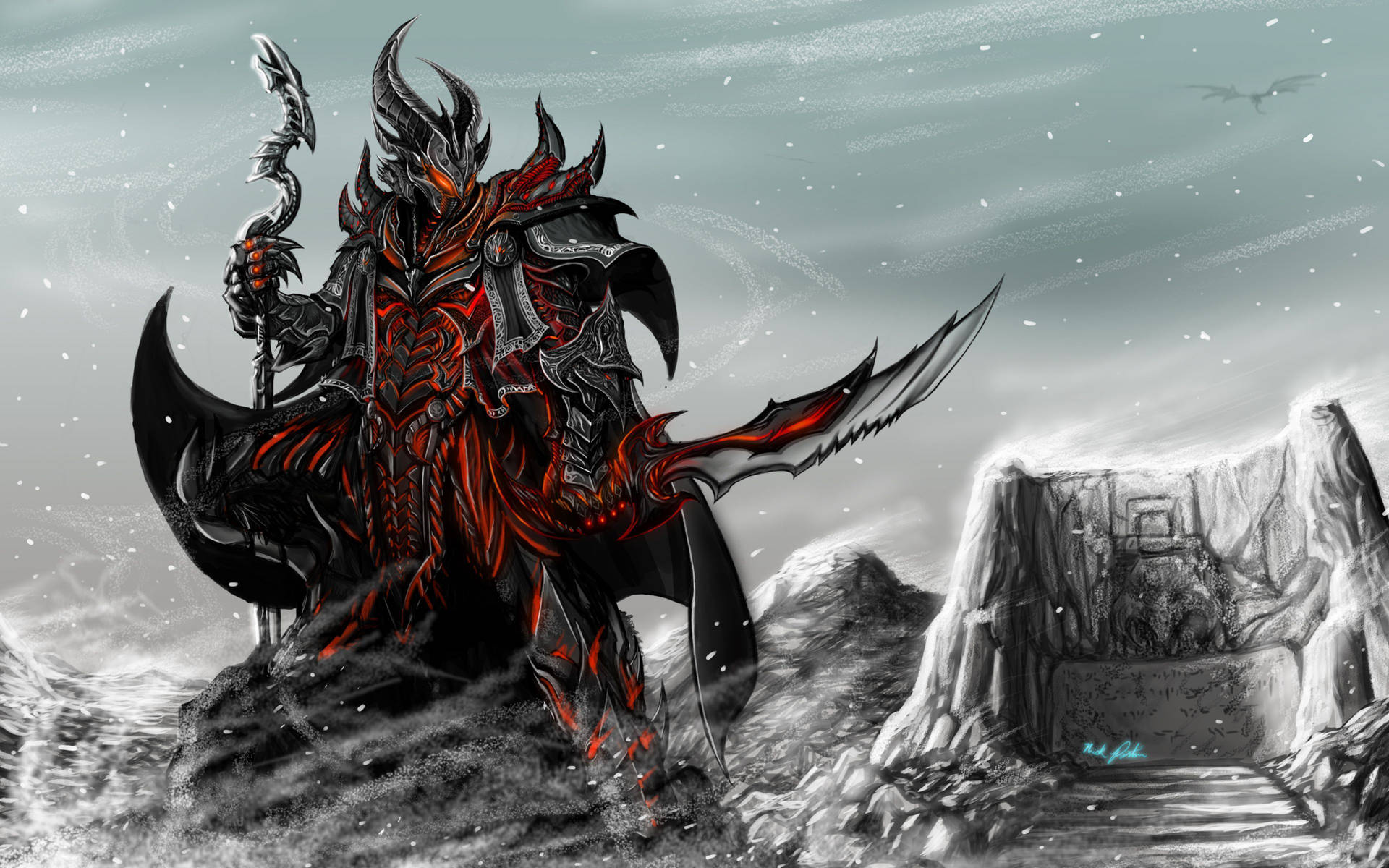 Skyrim Ultra Hd Red Dragon Armor Background