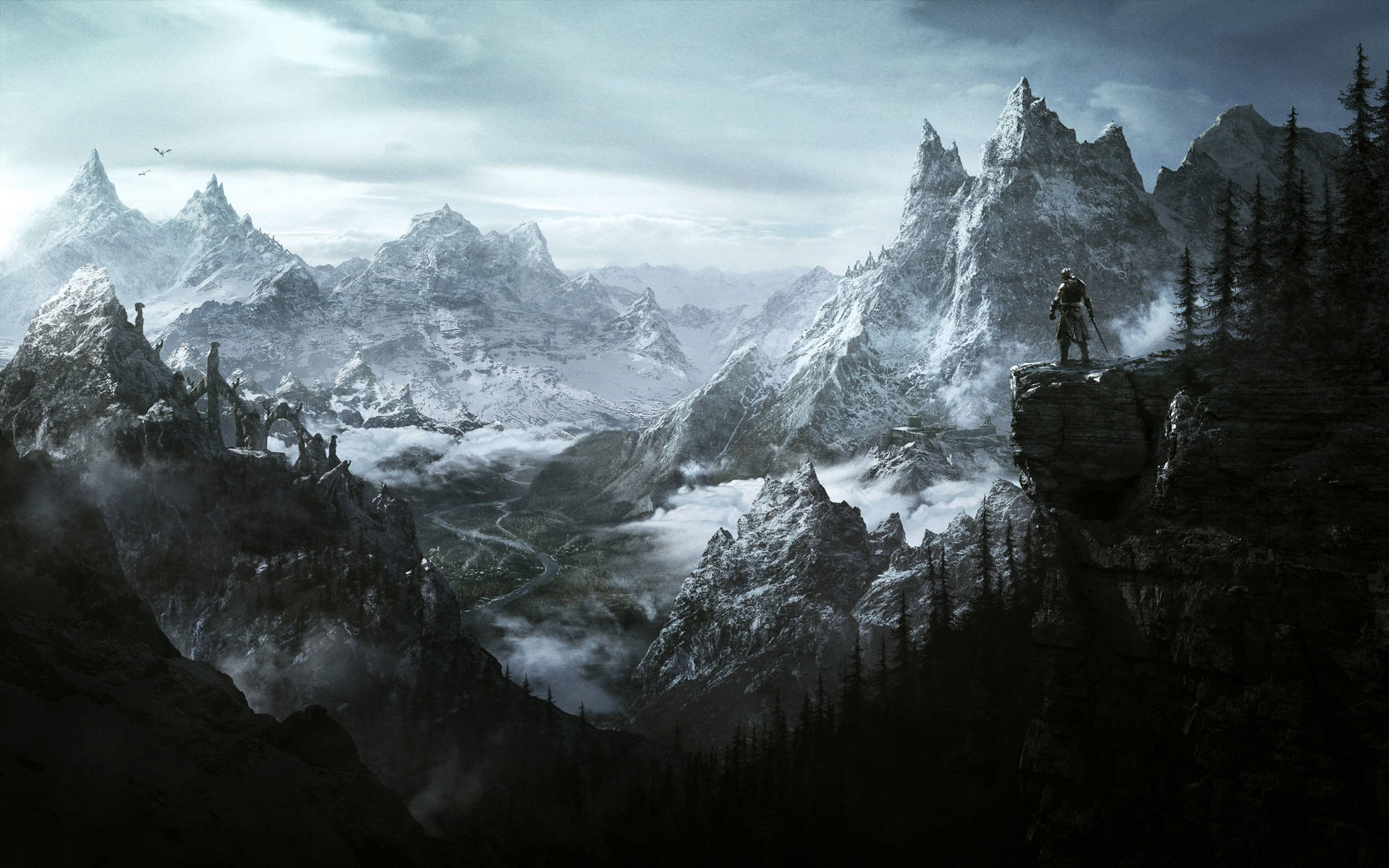 Skyrim Ultra Hd Snow Mountain Ranges Background