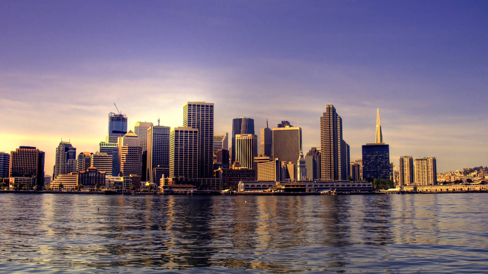 Skyscrapers At Daybreak San Francisco City Background Background