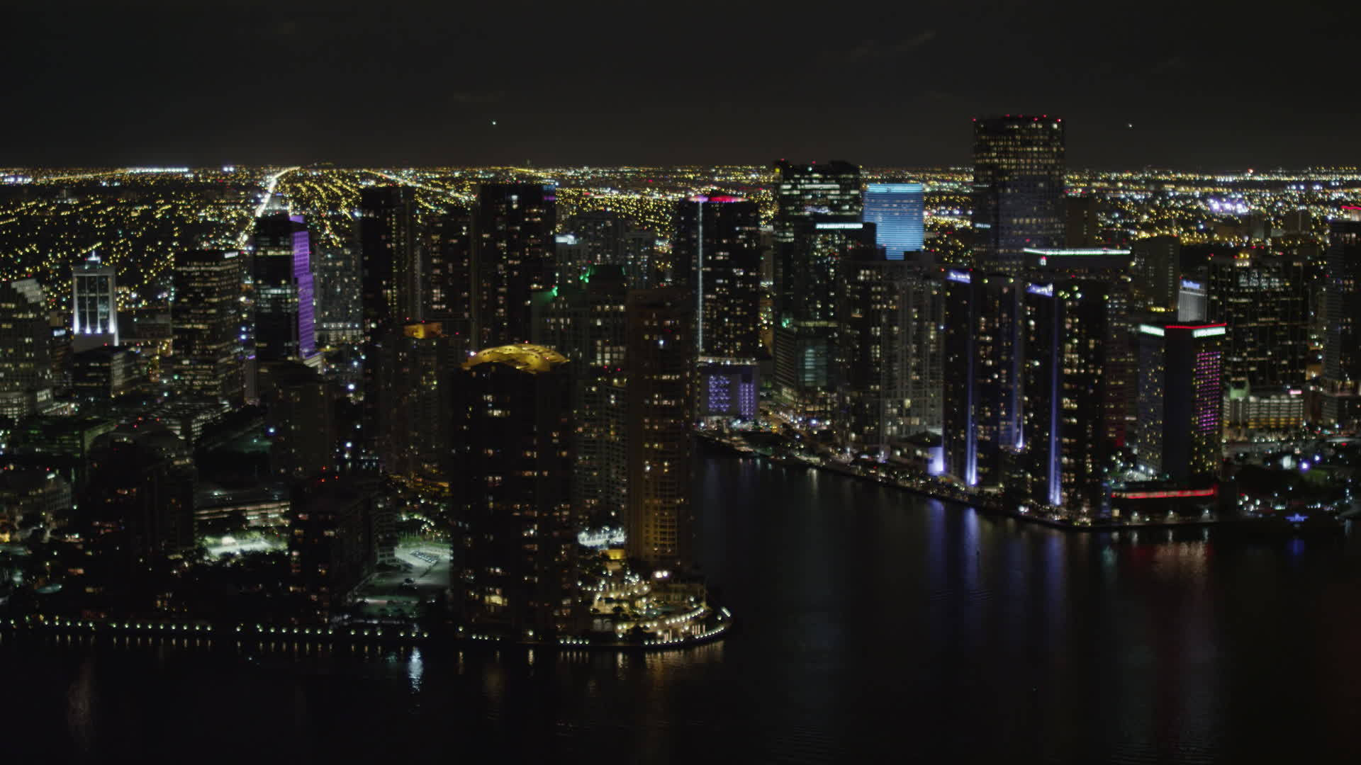 Skyscrapers At Night In Miami Background