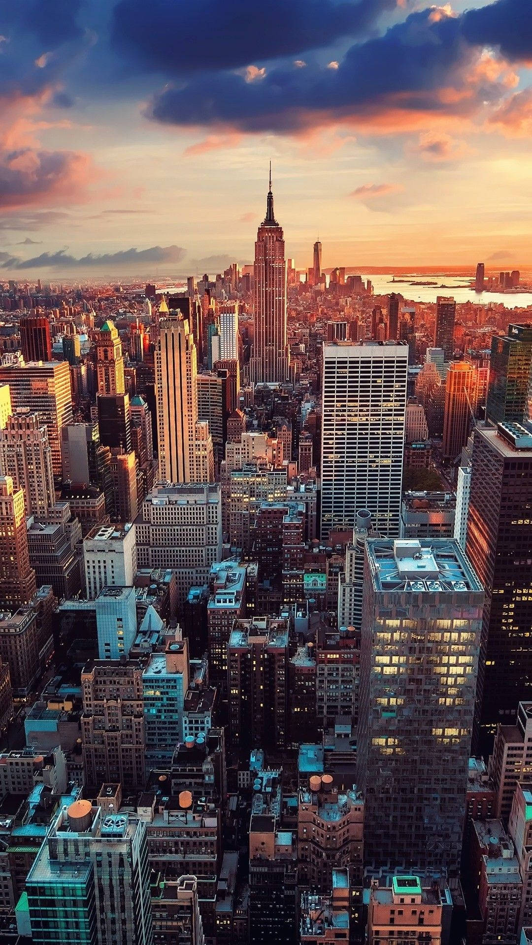 Skyscrapers During Sunset In New York Iphone Background