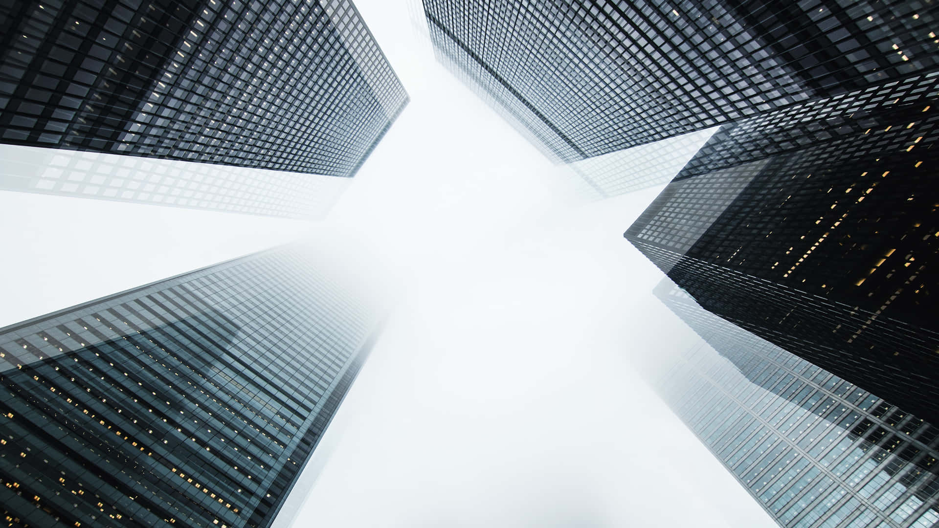 Skyscrapers Looming Into Fog4 K Business Background