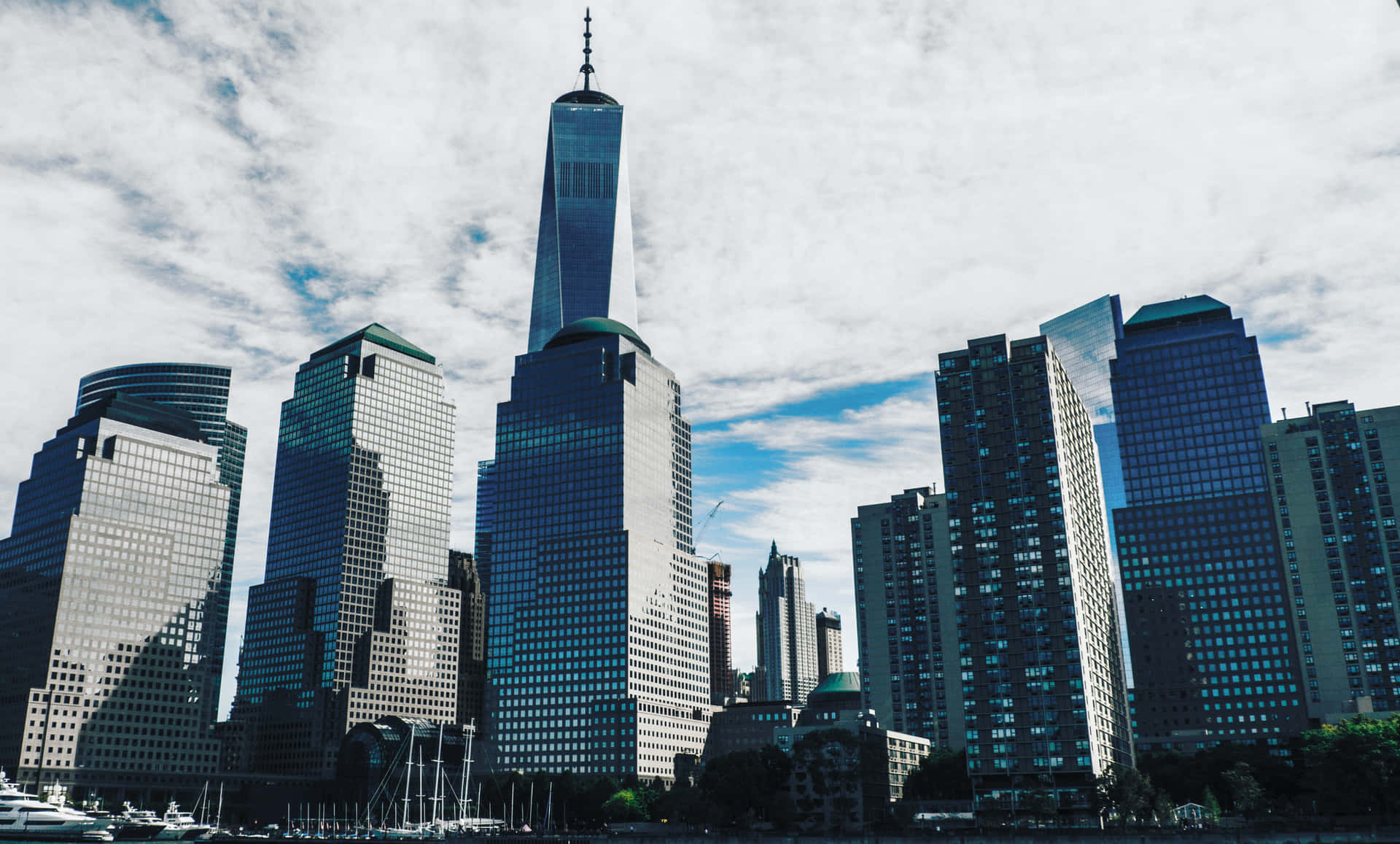Skyscrapers With Freedom Tower Low Angle Shot Background
