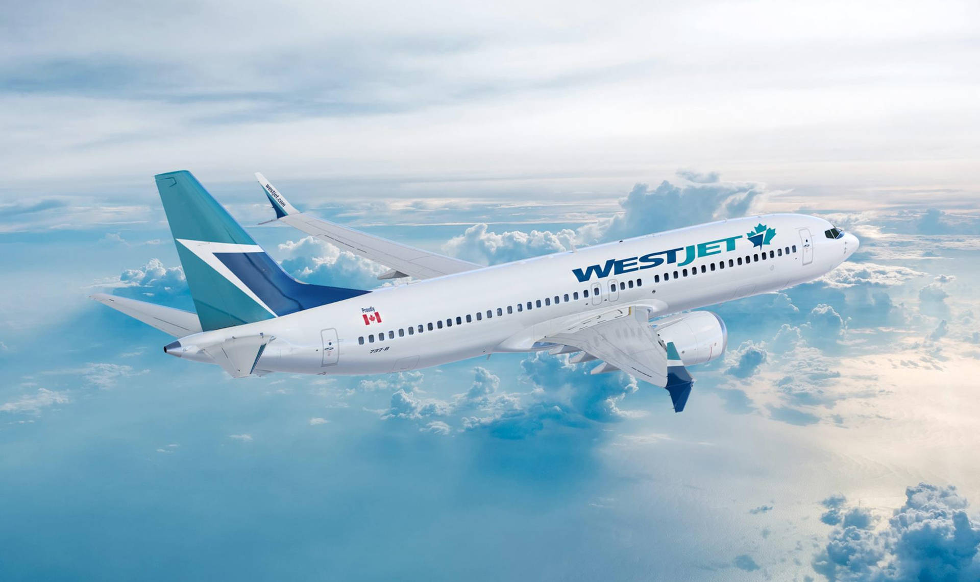 Skyward Bound - A Westjet Airlines Jet In Mid-flight Background