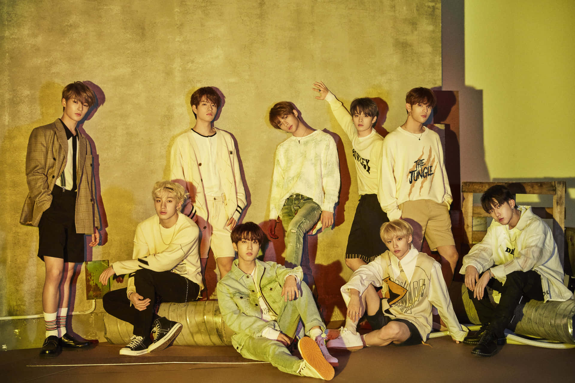 Skz_ Group_ Photo_ Yellow_ Backdrop Background