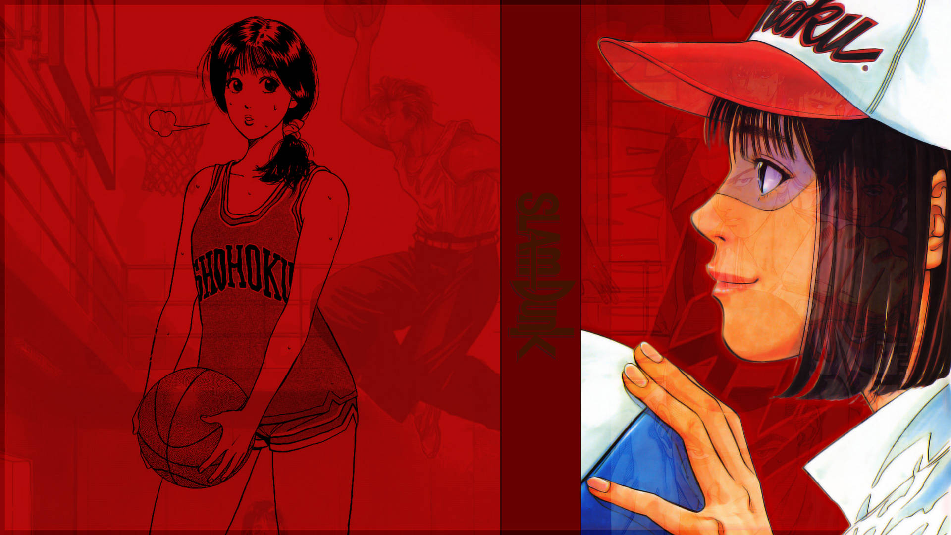 Slam Dunk Haruko In Red Background