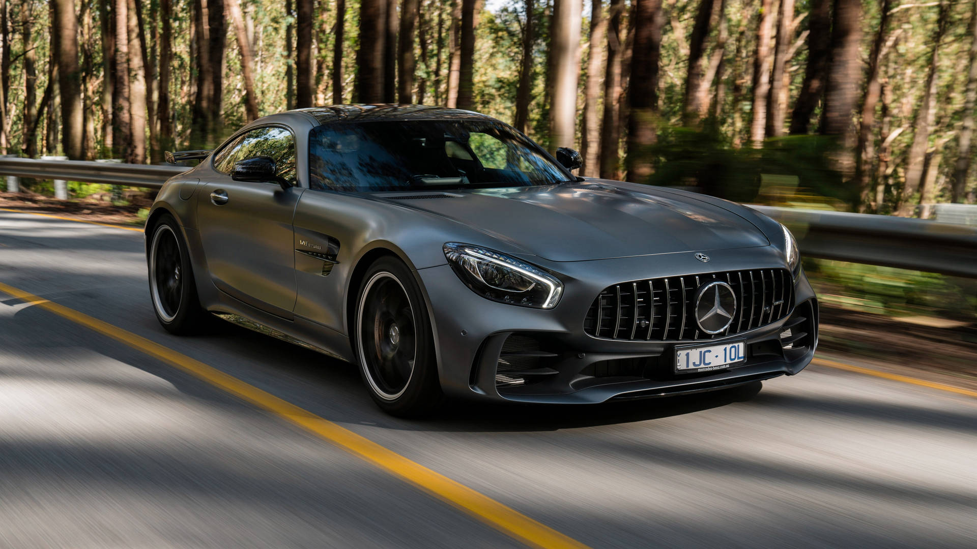 Sleek Amg Gtr In Matte Black Background