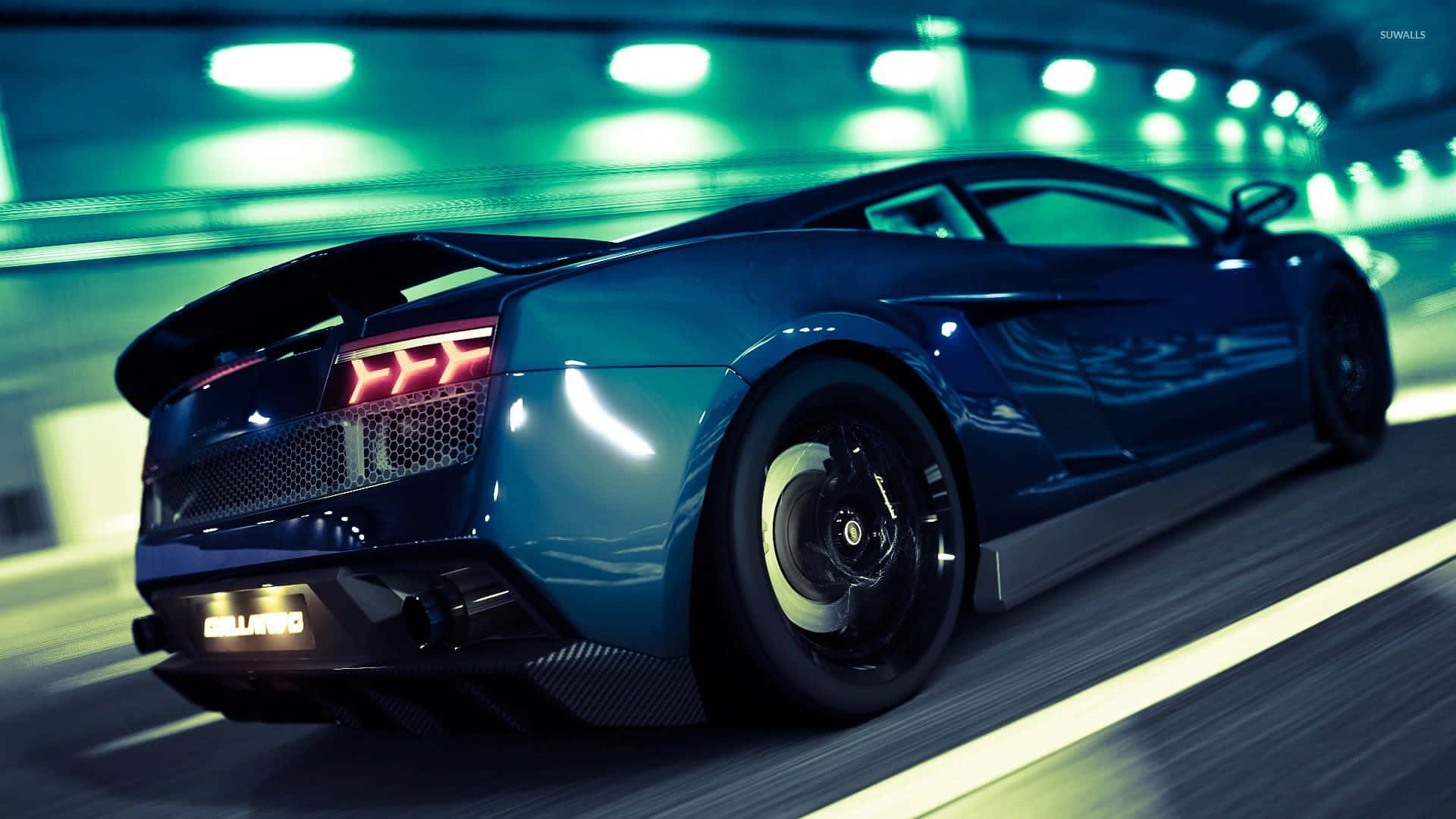Sleek And Sexy, The Blue Lamborghini Aventador Stands Out Among The Competition. Background