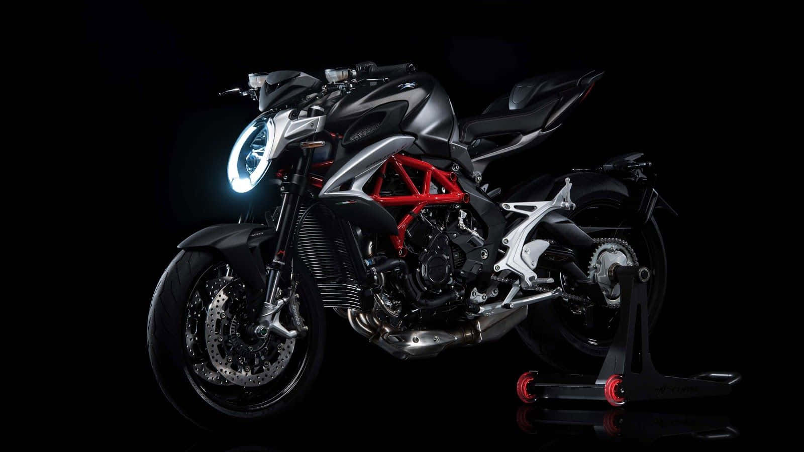 Sleek Black Motorcycle Studio Shot