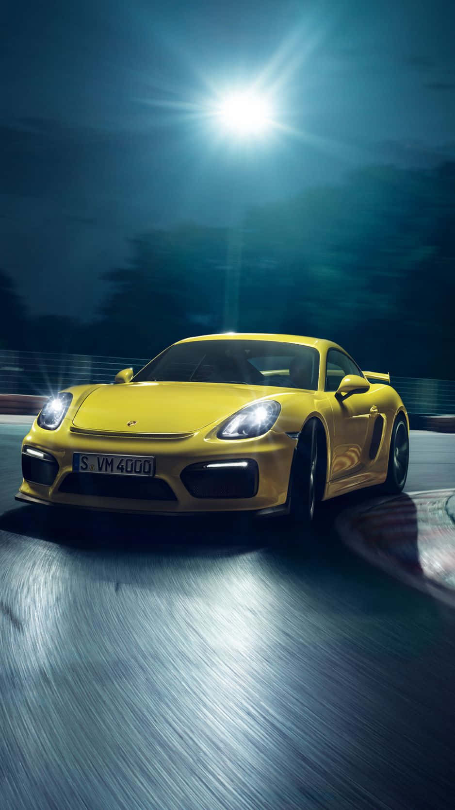 Sleek Black Porsche On City Streets Background