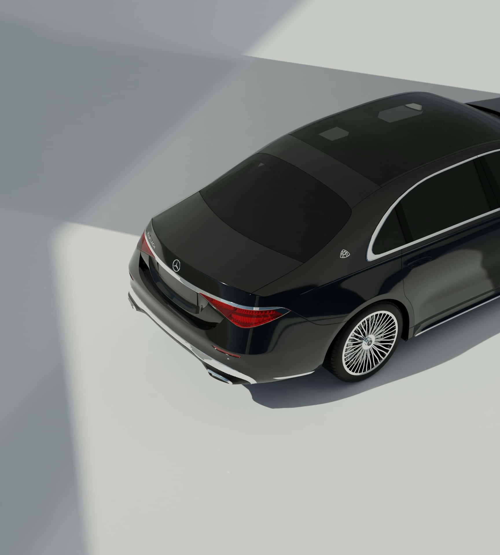 Sleek Black Sedan Top View