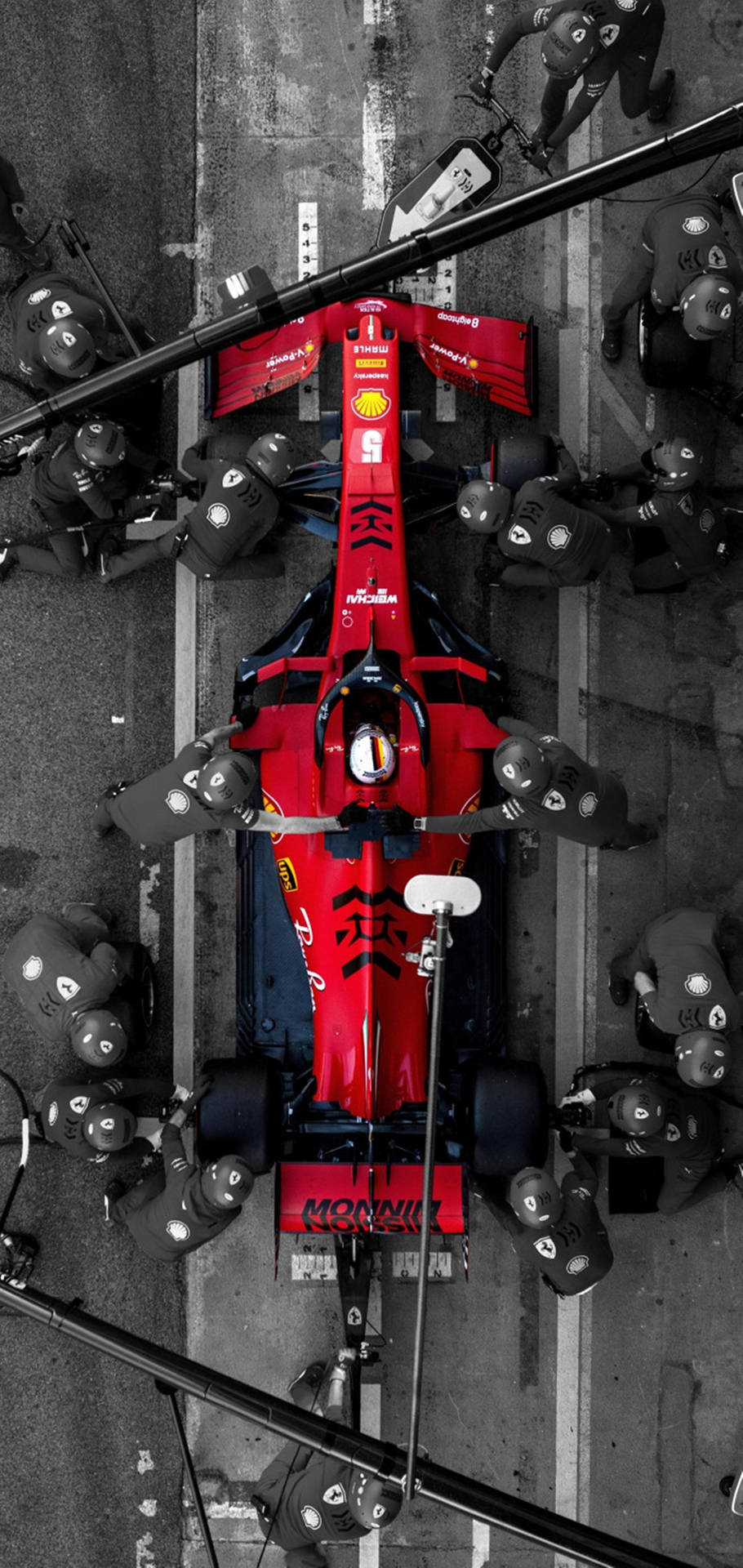 Sleek F1 Phone With Red Ferrari Theme - Top View