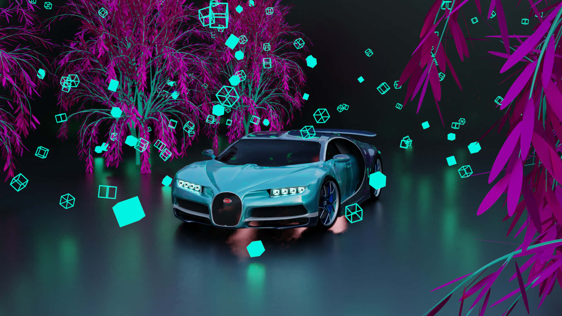 Sleek, Fast And Stylish - The Neon Bugatti Background