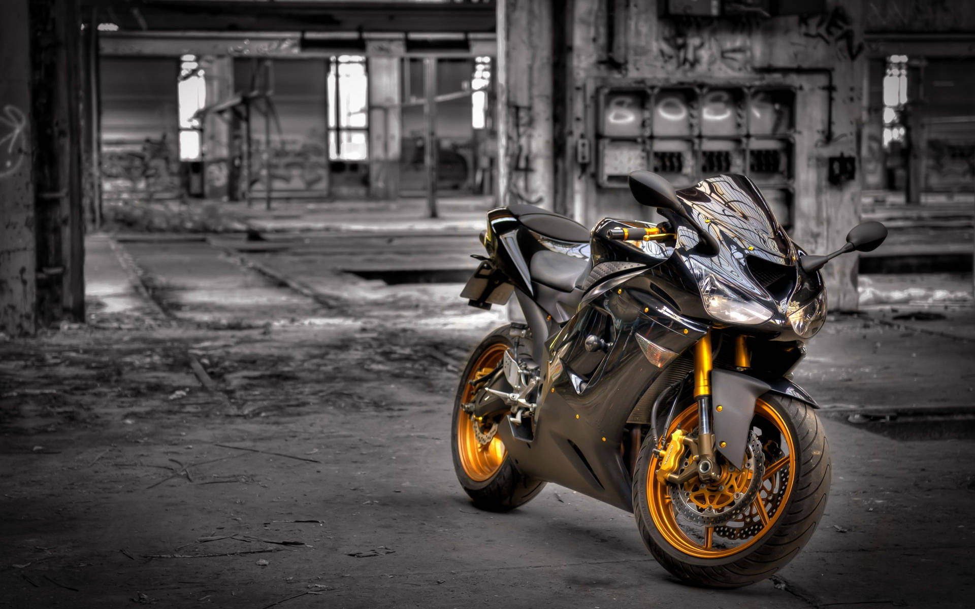 Sleek Matte Black Motorcycle Background