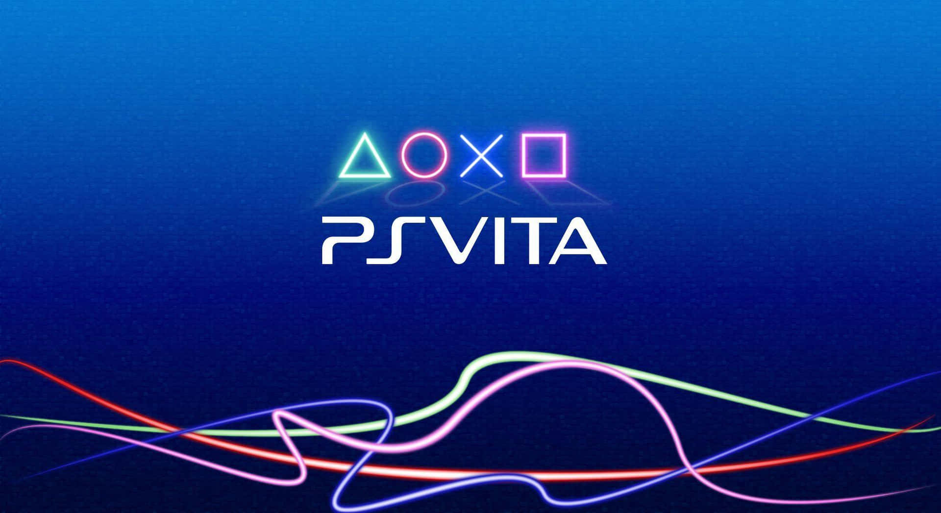 Sleek Playstation Vita Console With Futuristic Game Visuals Background