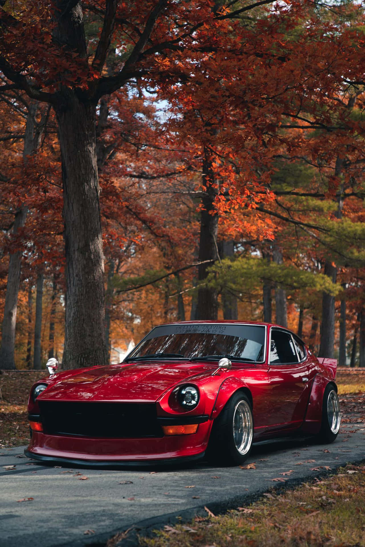 Sleek Red Datsun Classic On A Sunny Day