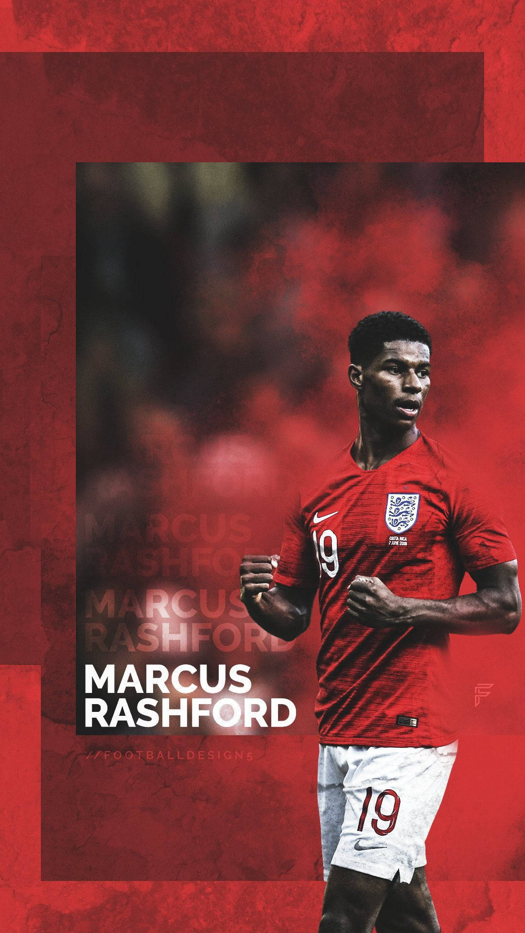 Sleek Red Marcus Rashford Background