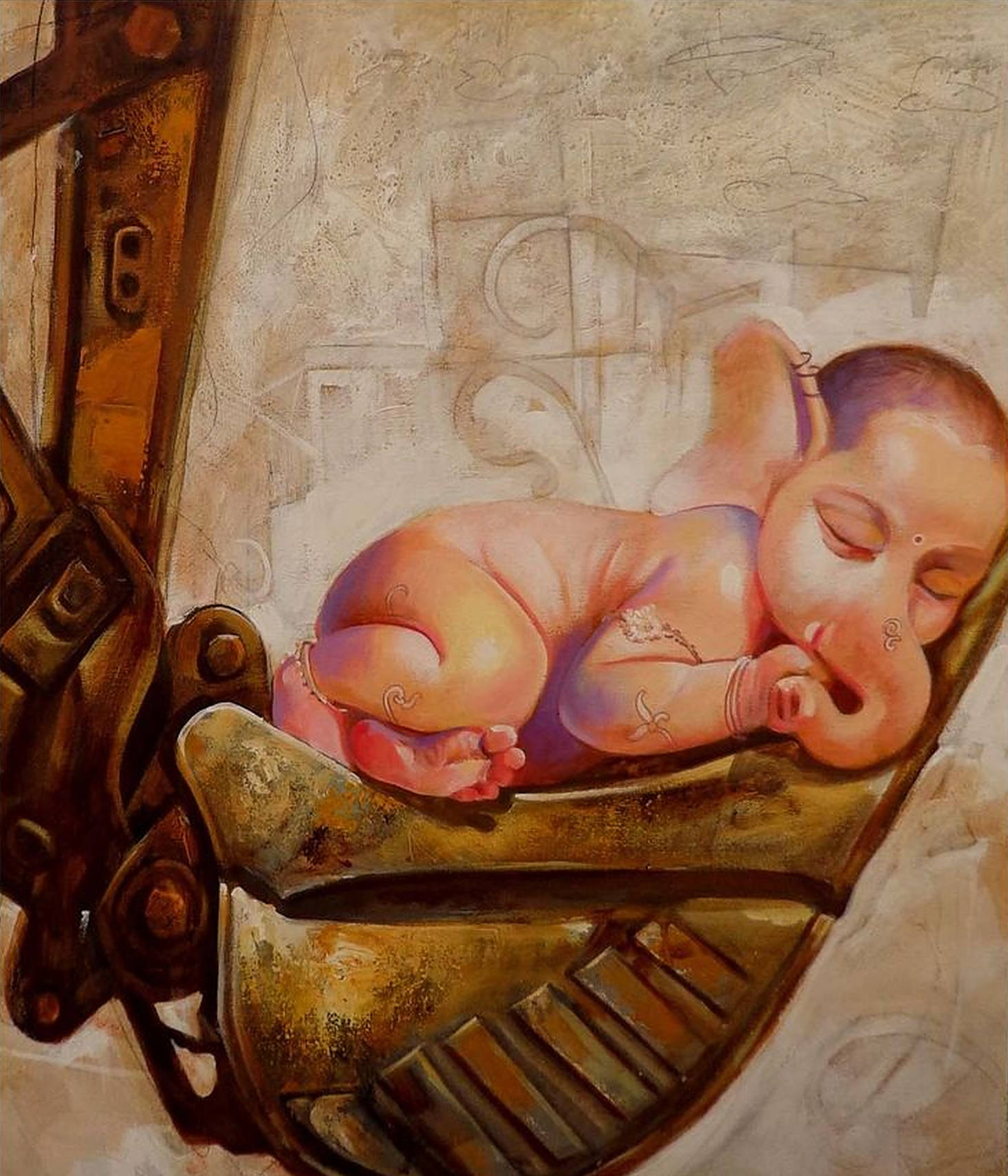 Sleeping Baby Ganesh Art Background