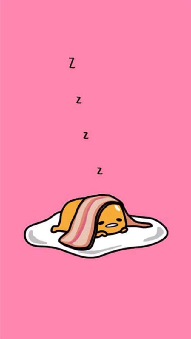 Sleeping Bacon Cartoonon Pink Background Background