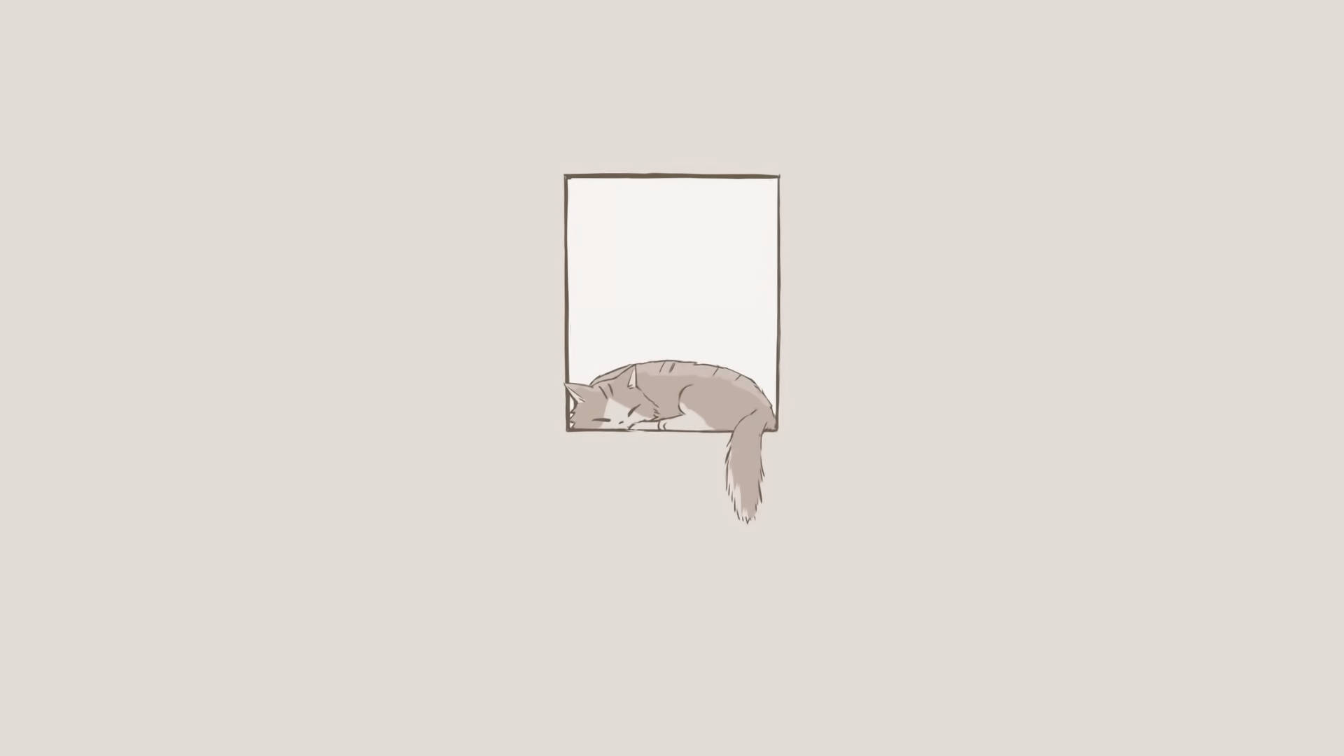 Sleeping Cat Minimalist Aesthetic Laptop