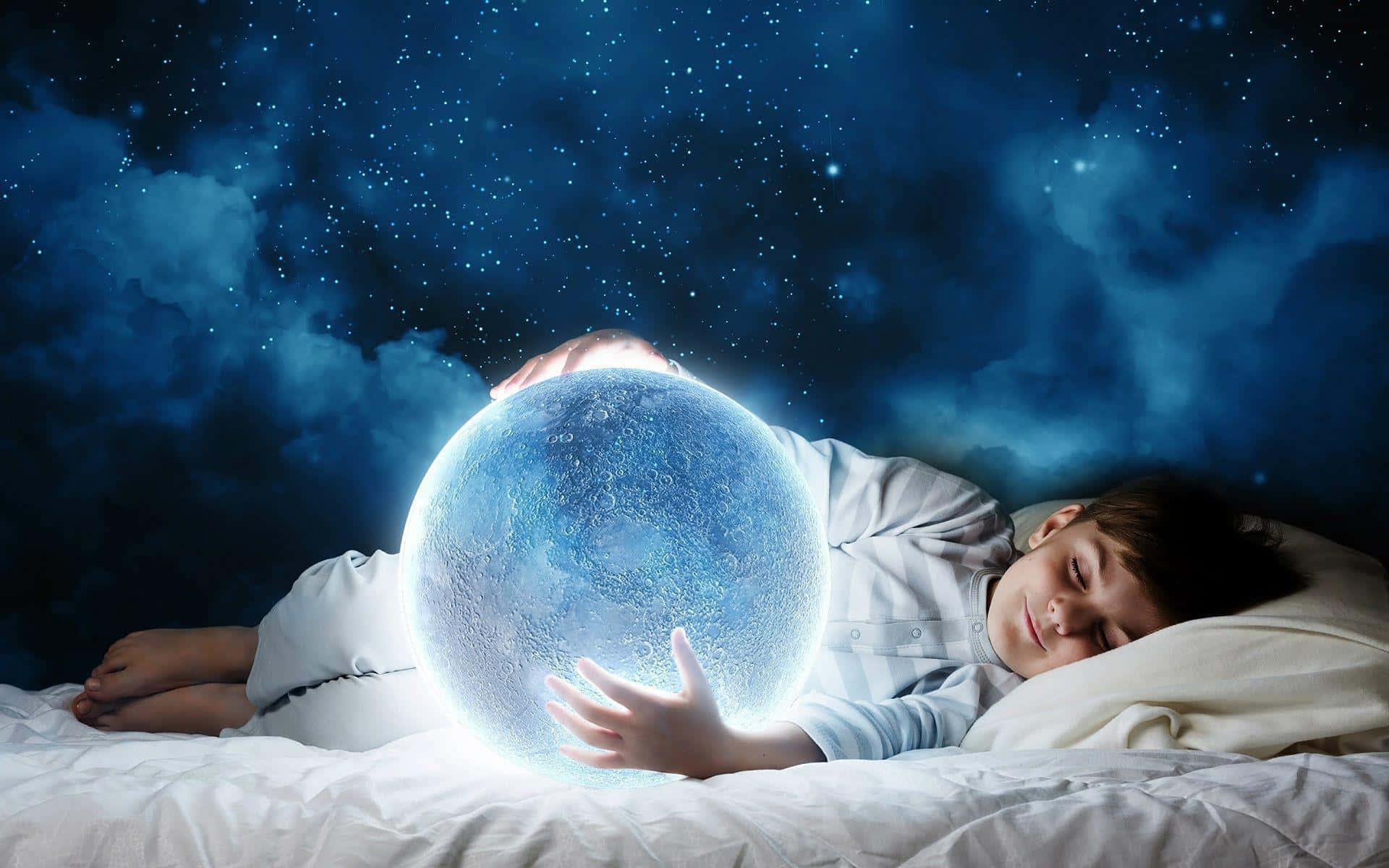 Sleeping Child With Circular Light Background