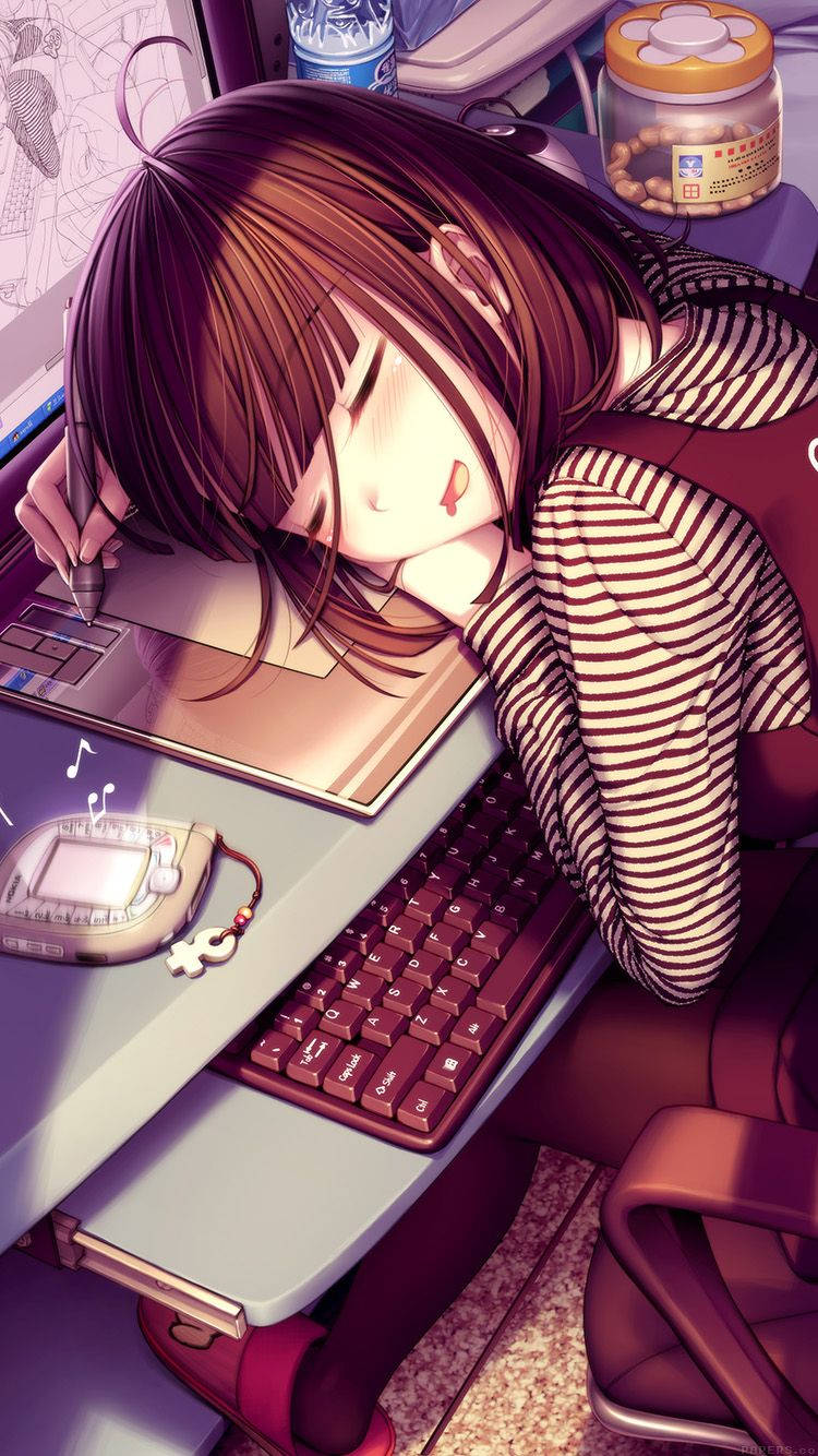 Sleeping Cute Anime Girl Iphone