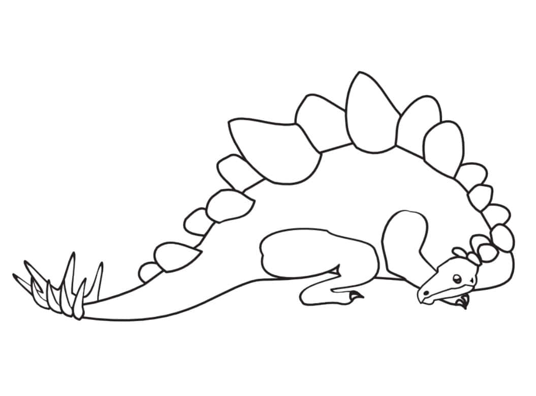 Sleeping Cute Dino Stegosaurus Line Illustration Background