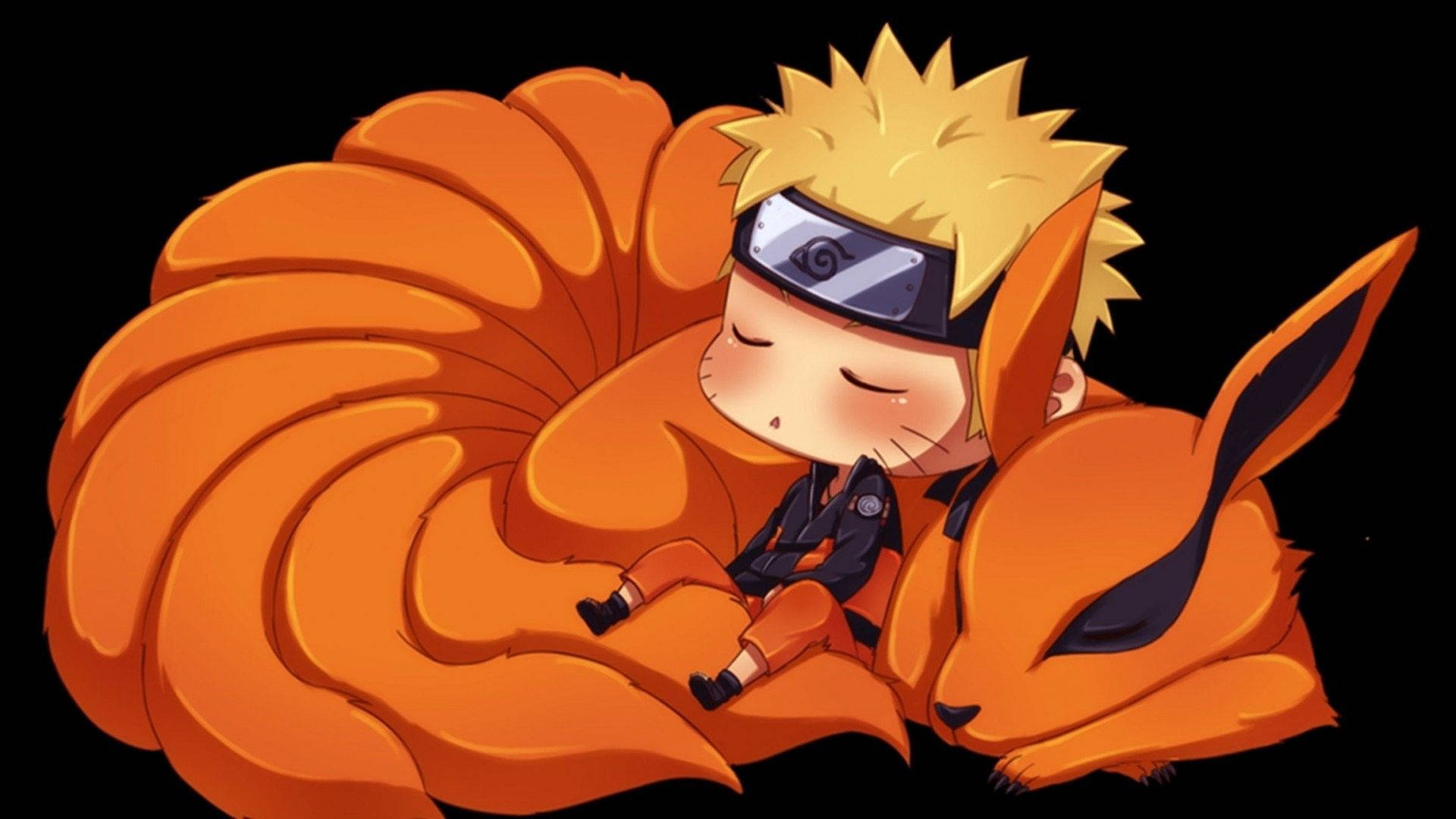 Sleeping Cute Naruto And Kurama Background
