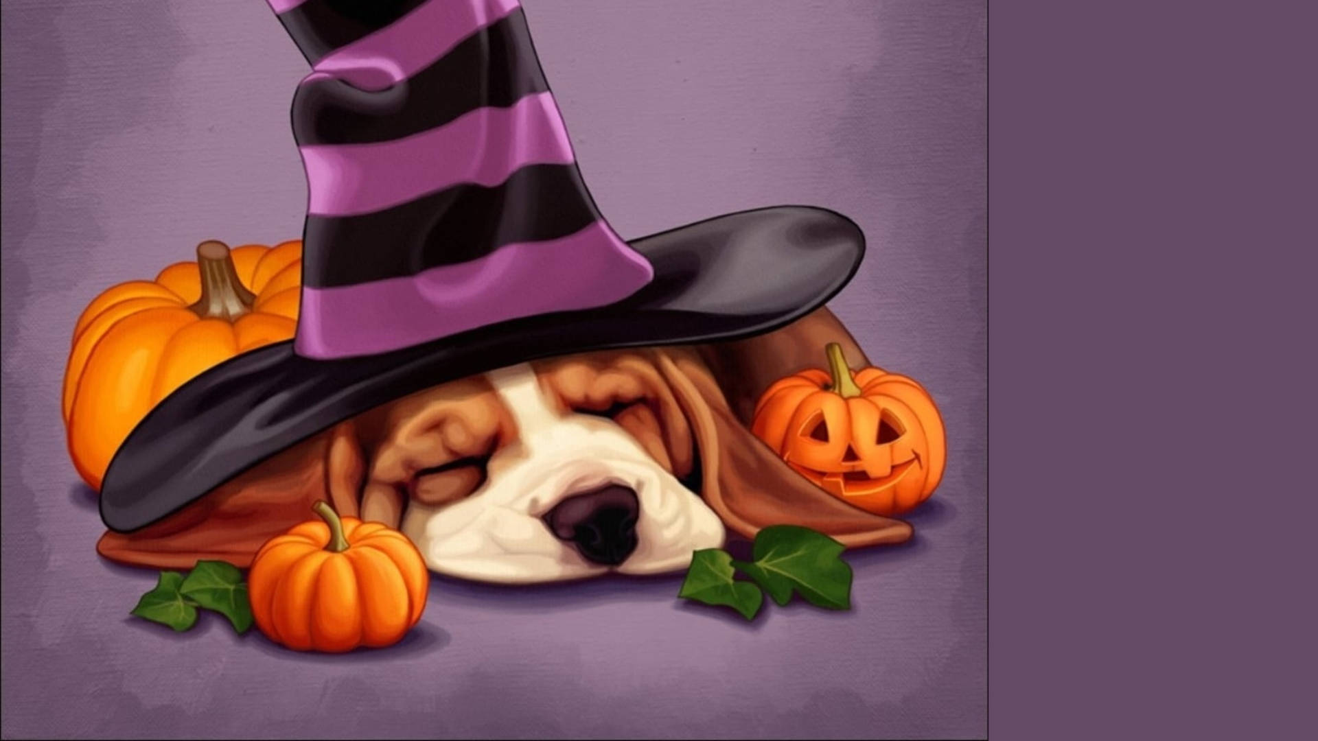 Sleeping Dog Cute Halloween Desktop Background