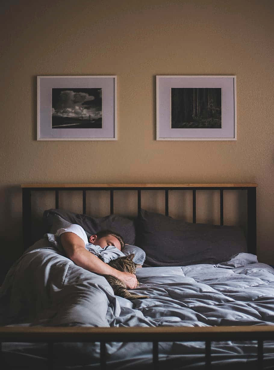 Sleeping Man In A Wide Bed