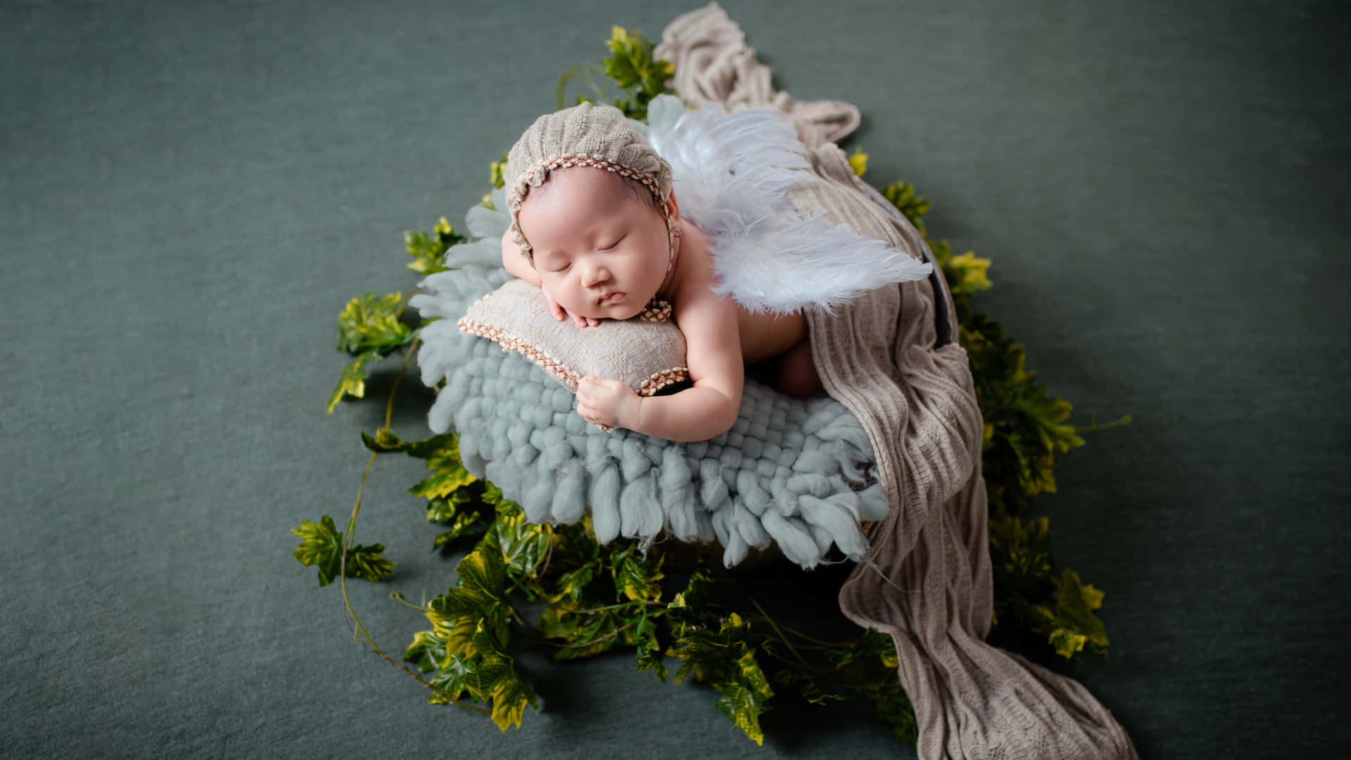 Sleeping Newborn Baby During A Photo Shoot Background