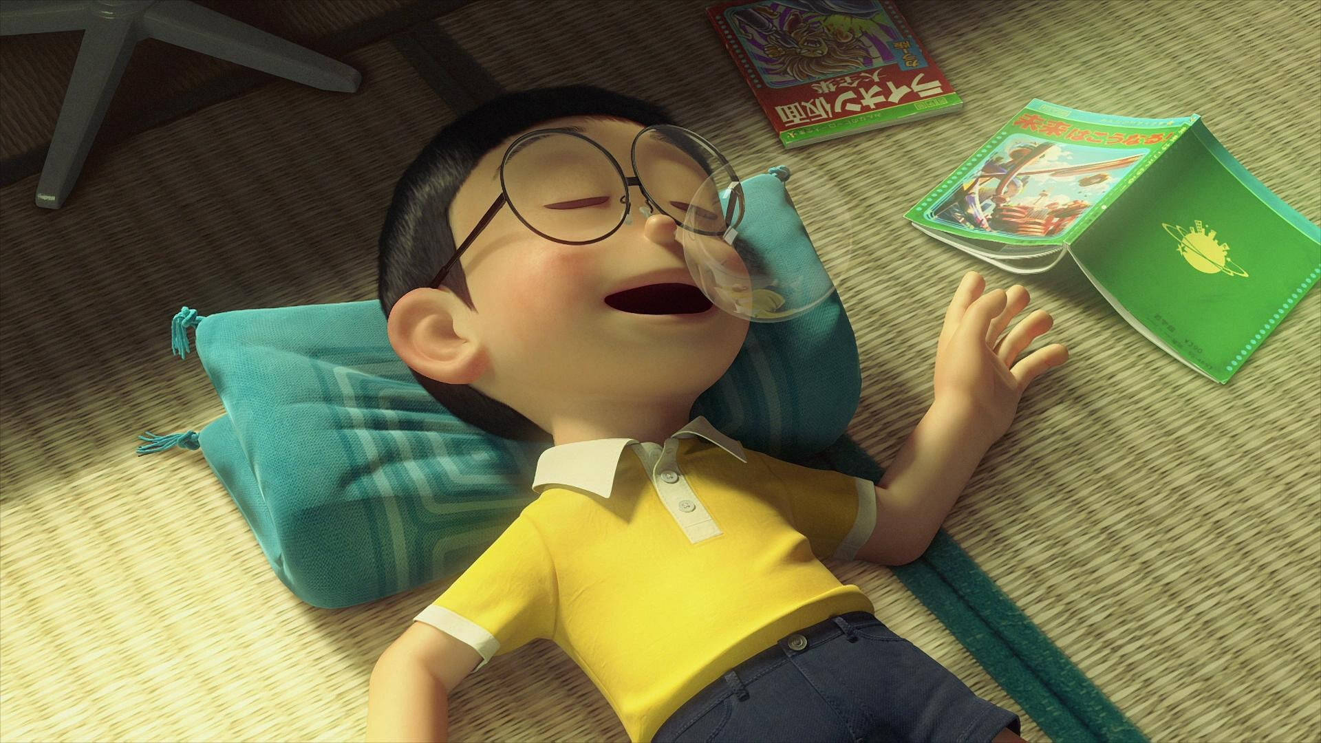 Sleeping Nobita On The Floor Background
