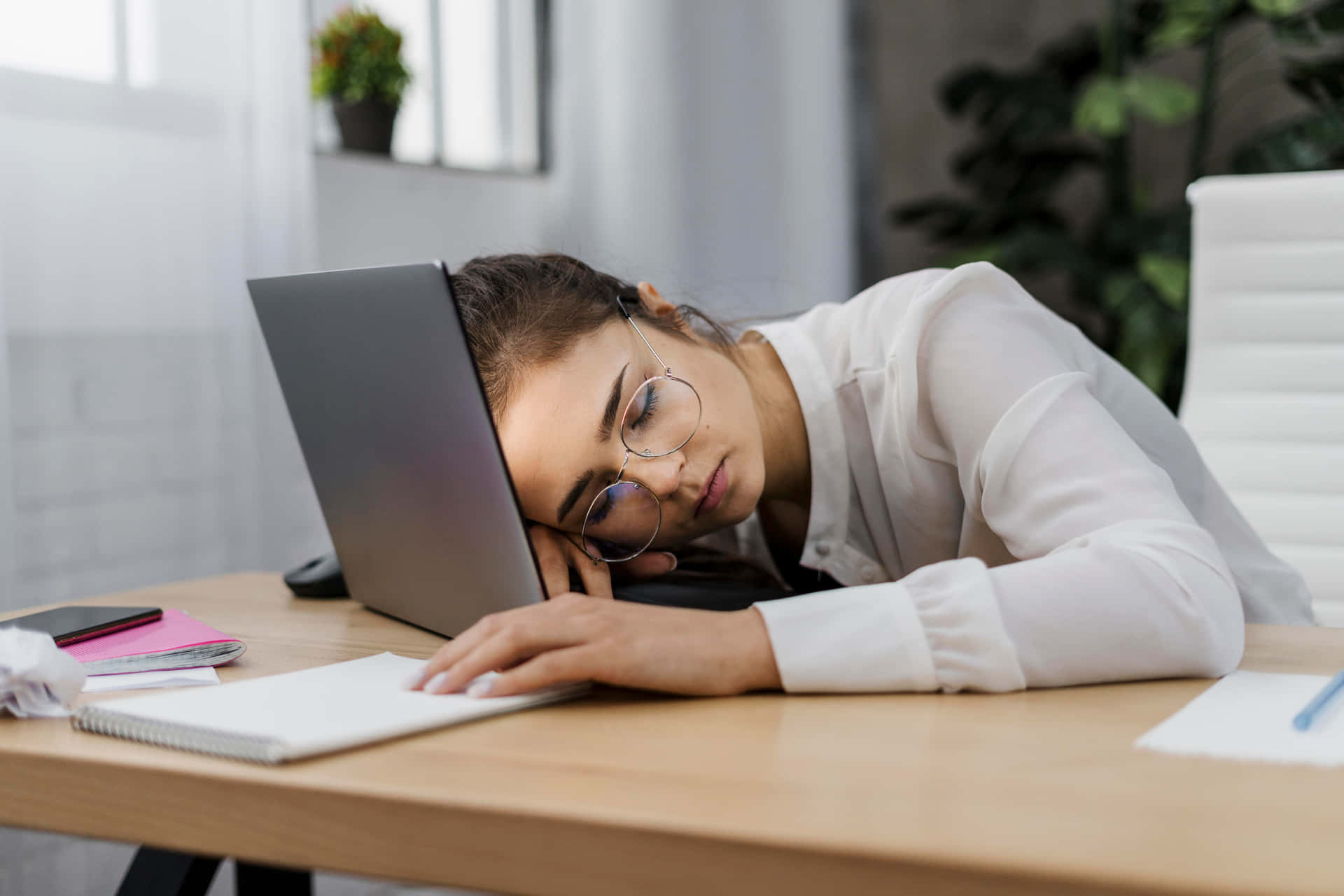 Sleeping Woman With Laptop And Peripheral Mouse