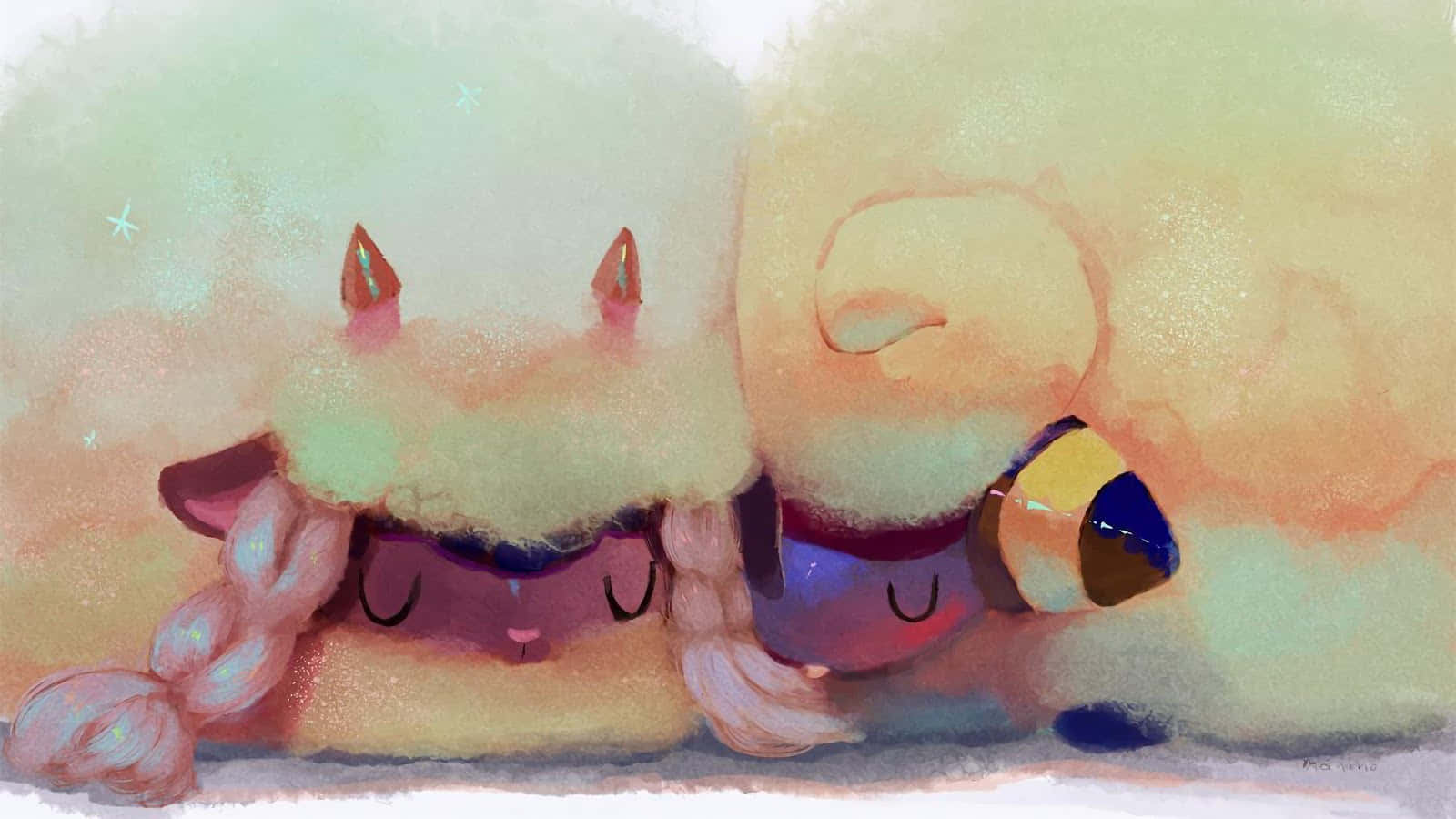 Sleeping Wooloo And Mareep Background