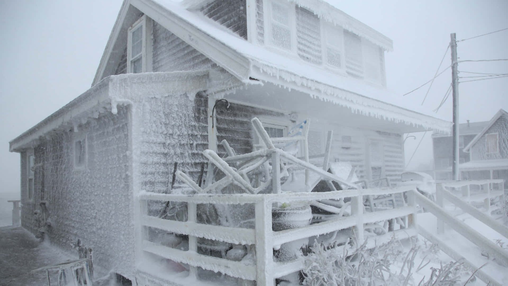 Sleet Covering An Entire House Background