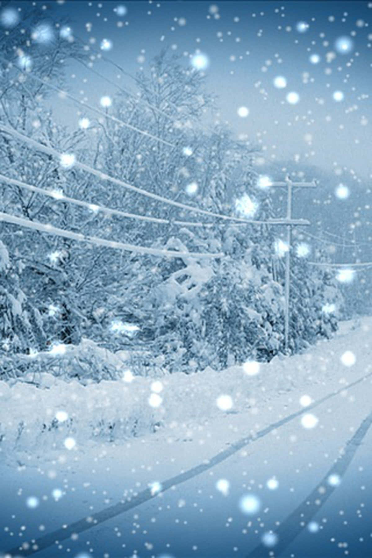 Sleet Covering An Entire Roadside Background