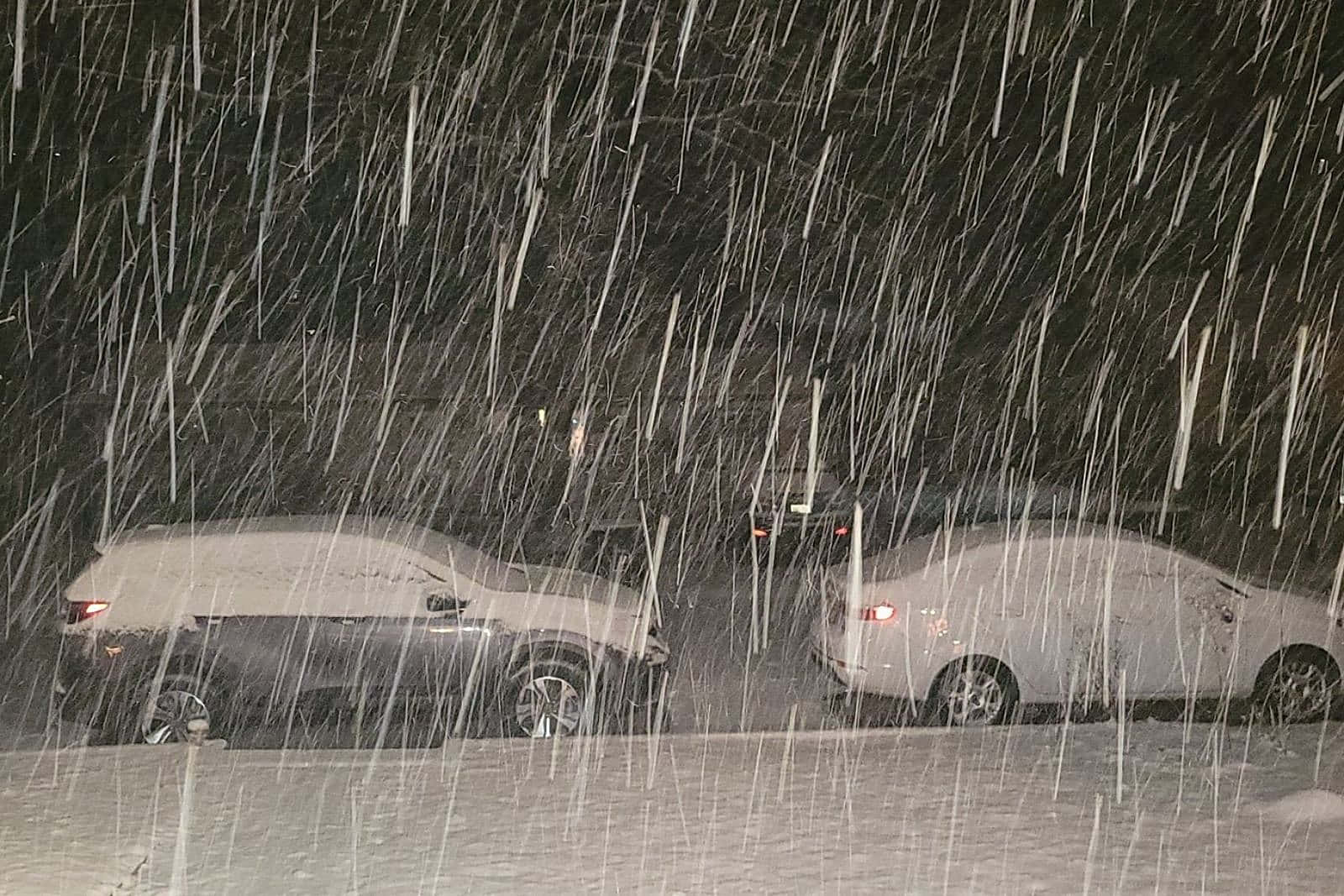 Sleet Covering Cars On The Road Background