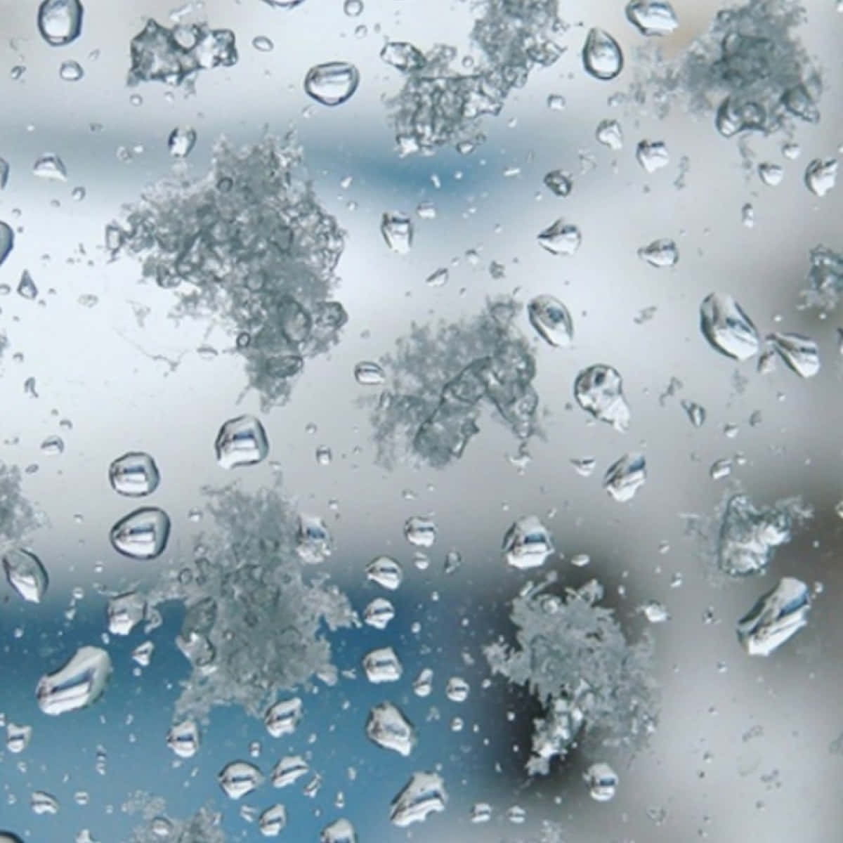 Sleet Flakes On A Glass Background