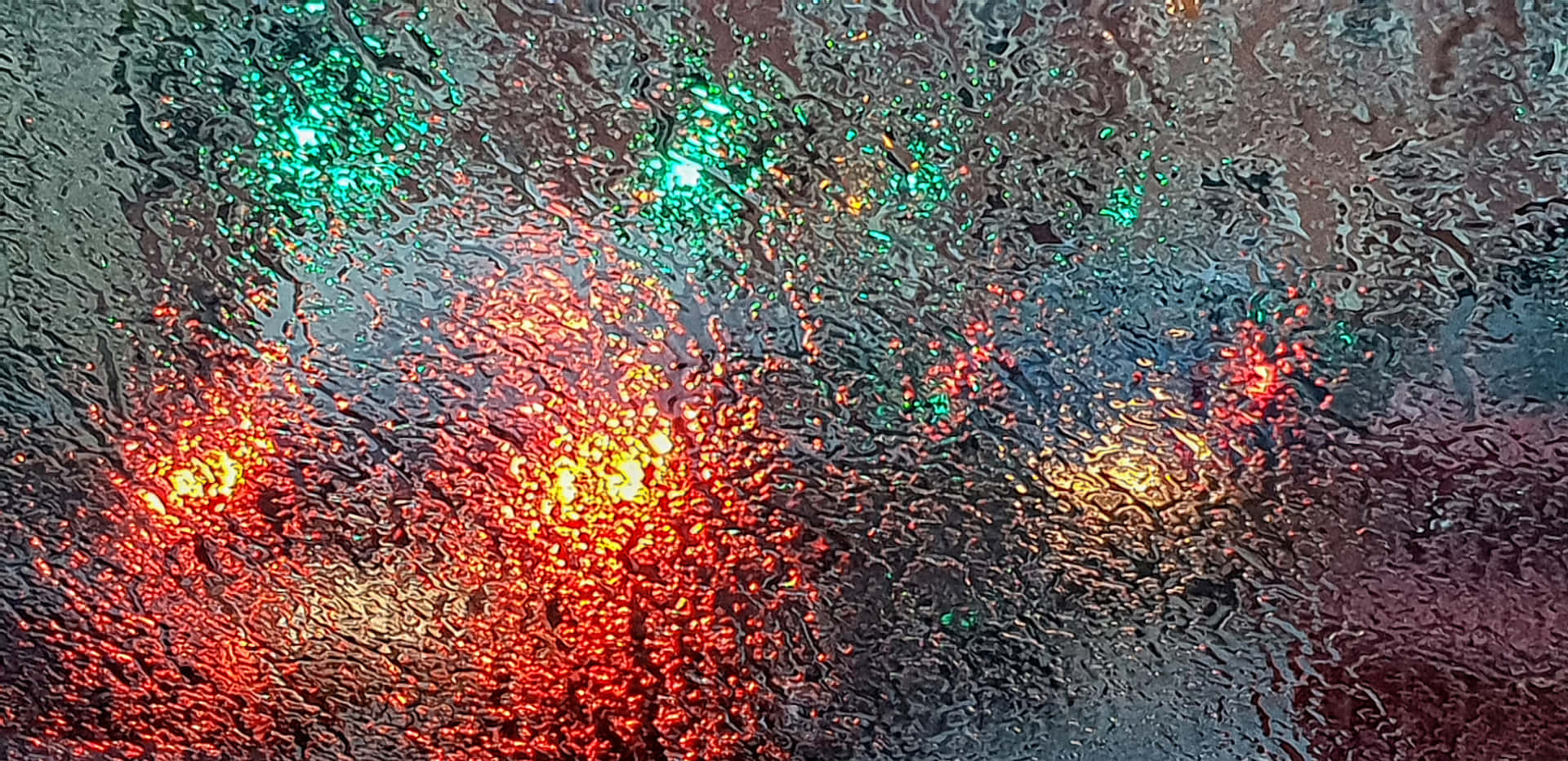 Sleet Frozen Glass With Lights Background