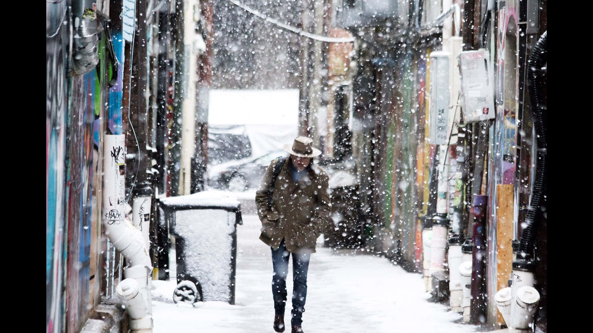 Sleet Raining Down On A Woman Background