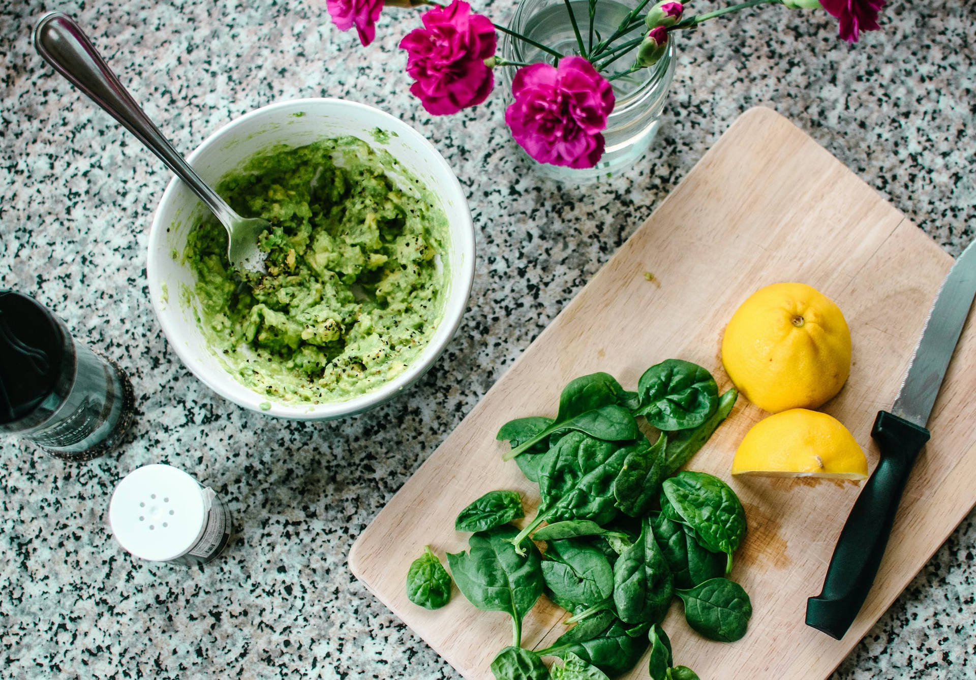 Slice Lemon Spinach Background