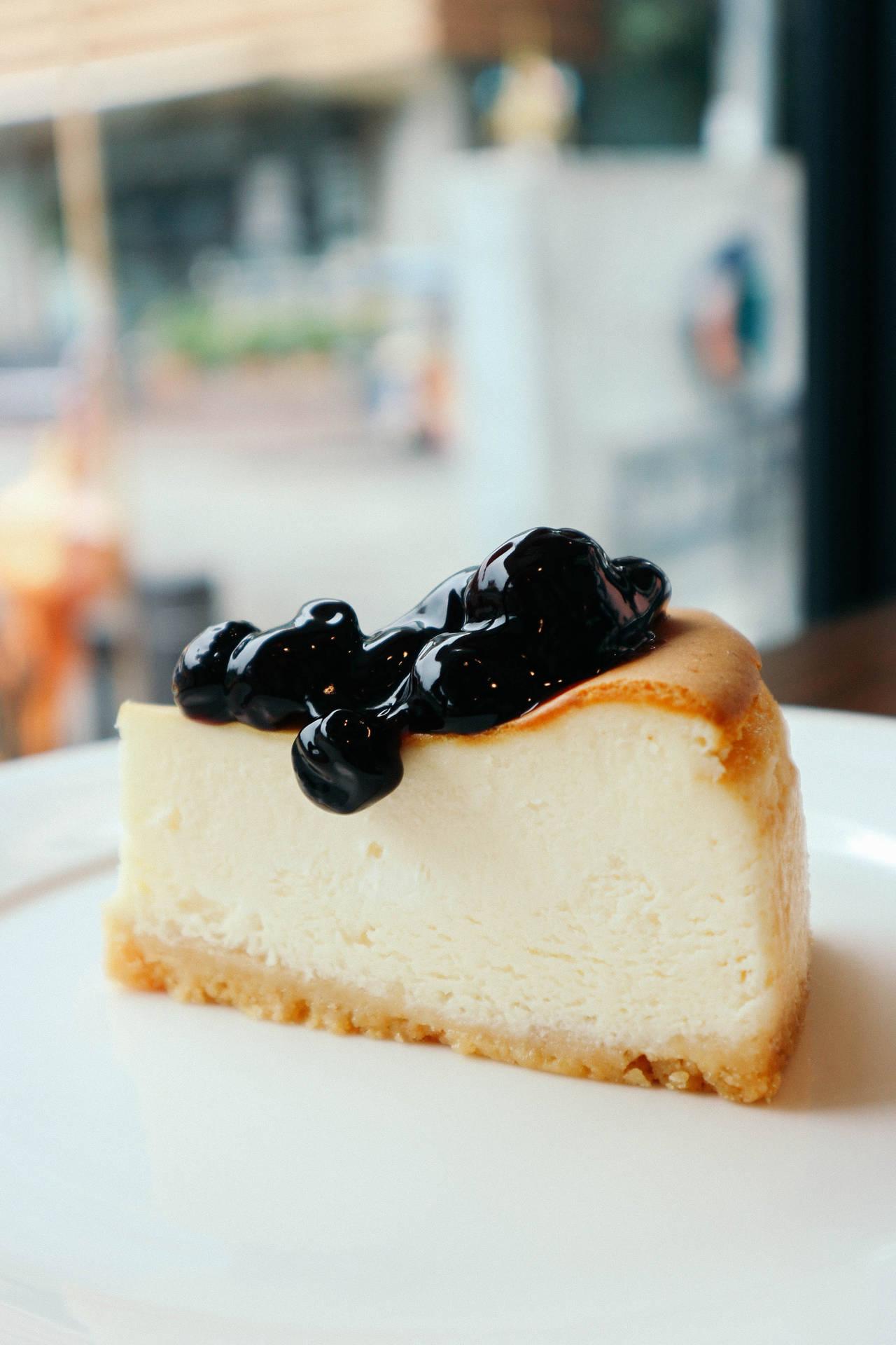 Slice Of Blueberry Cheese Cake Background