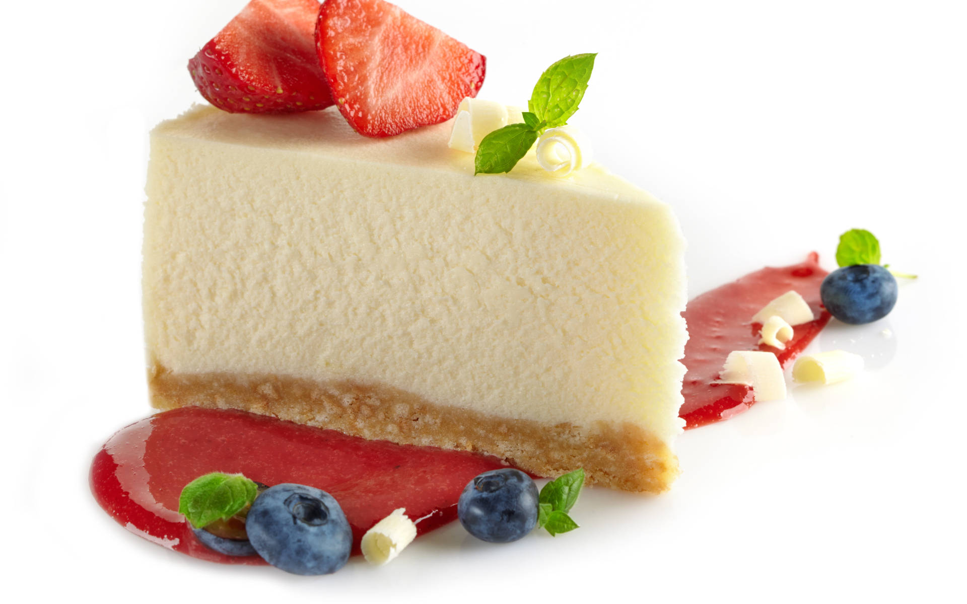 Slice Of Cheesecake With Berries Background