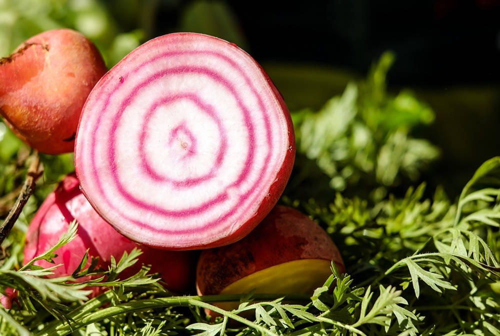 Sliced Beetroot With White Flesh Background