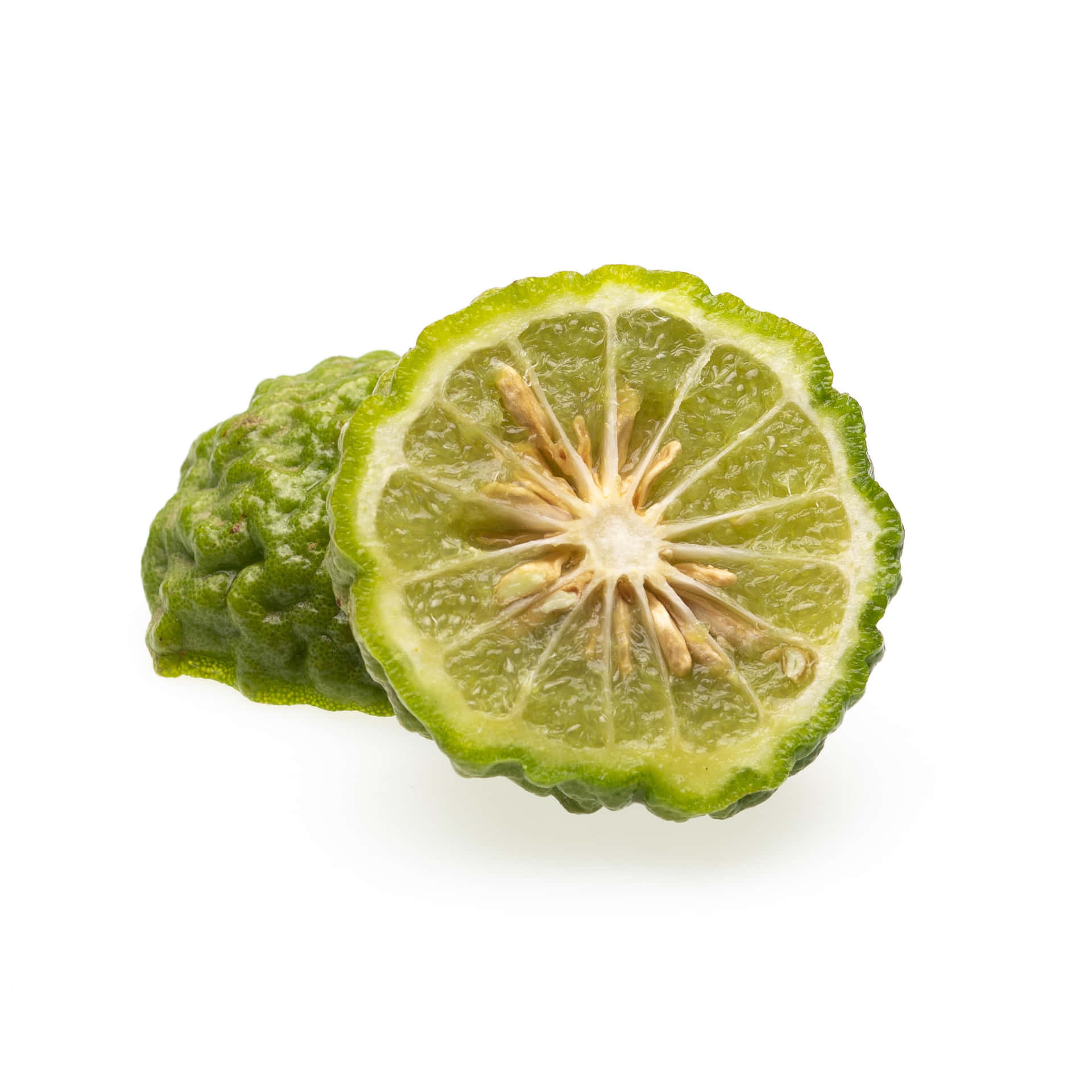 Sliced Green Kaffir Tropical Fruit Background